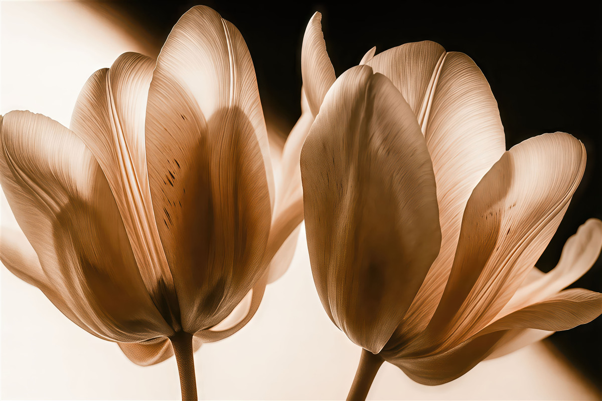 Fototapeta sepiowe tulipany w artystycznym zbliżeniu