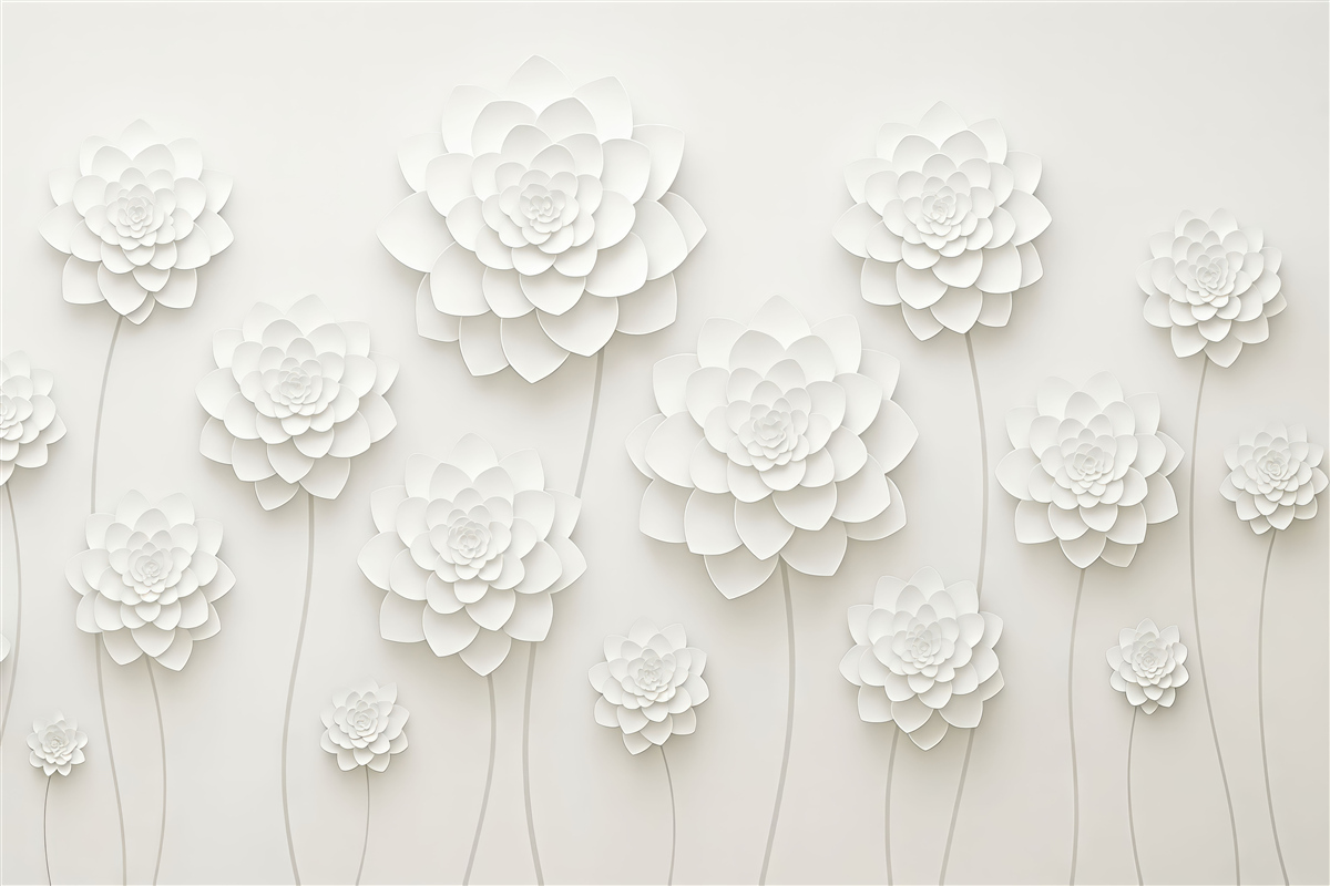 Fototapeta białe kwiaty 3d w harmonii