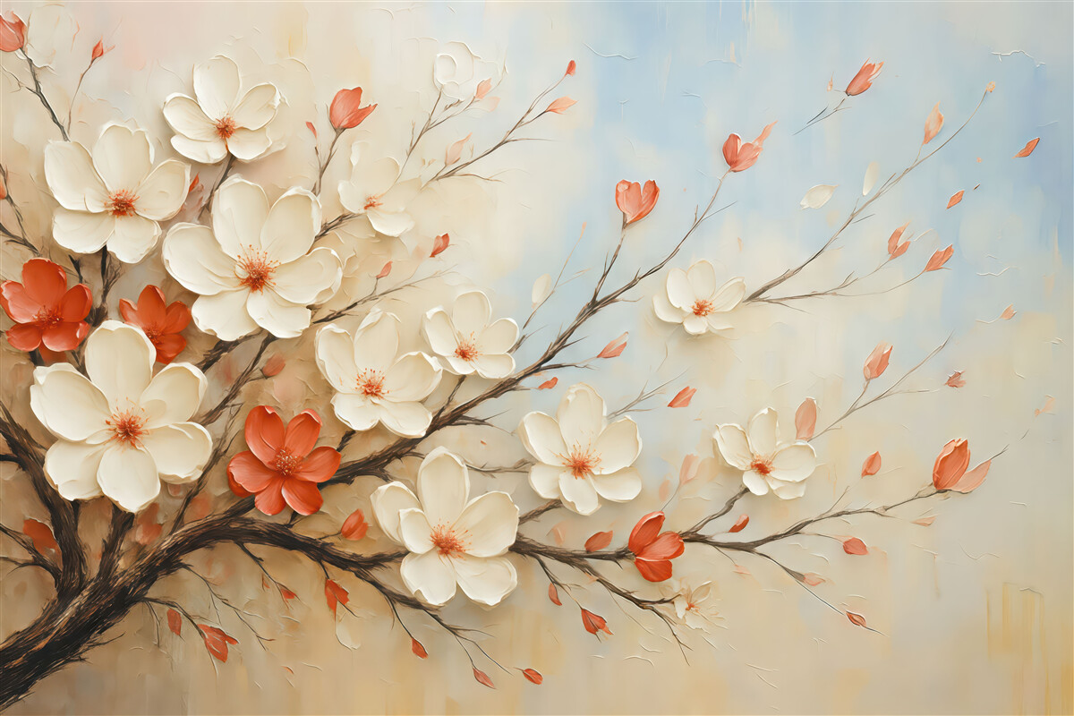 Fototapeta subtelne kwiaty na gałęzi