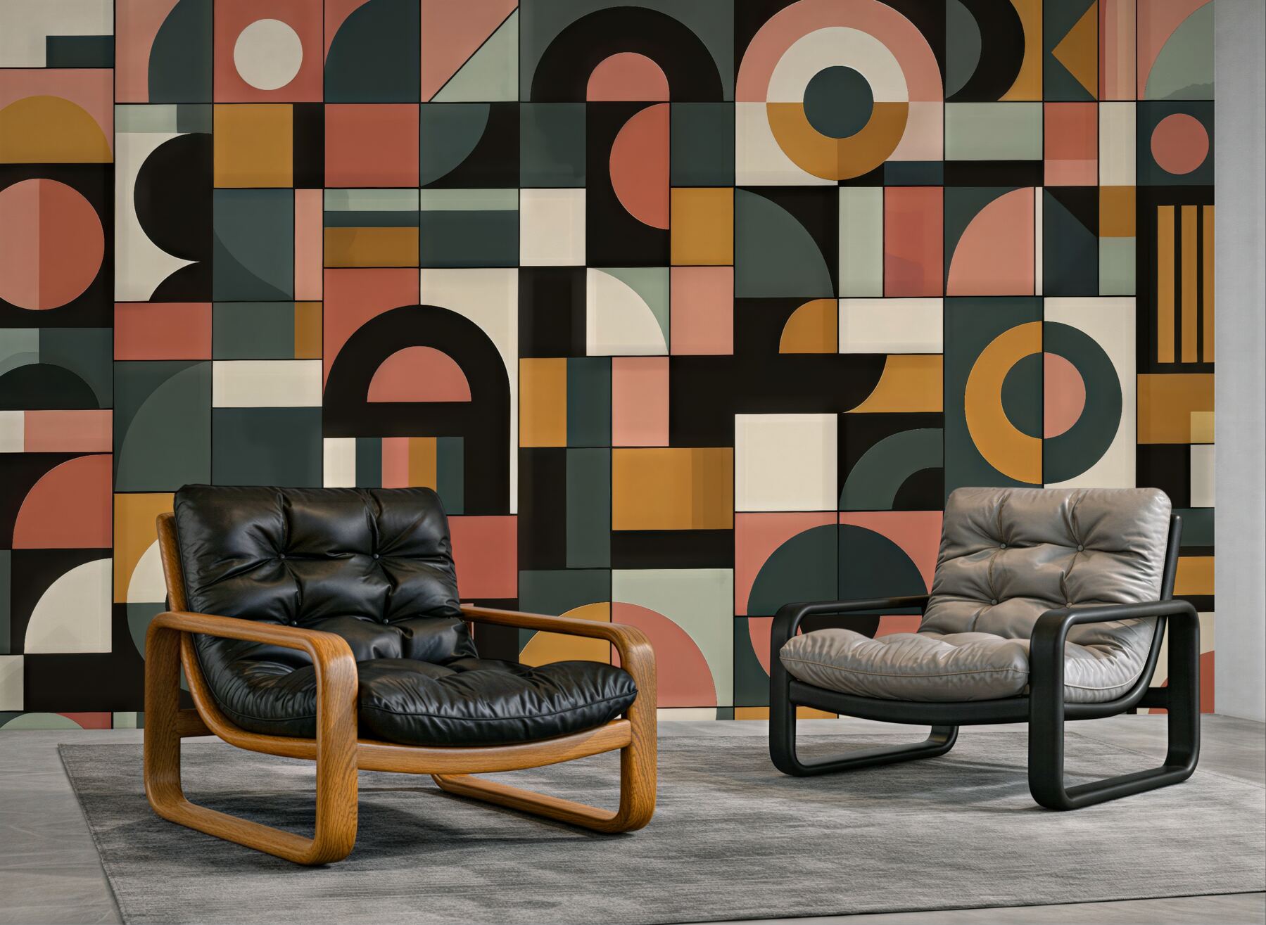 Fototapeta geometryczna mozaika retro w ciepłych barwach