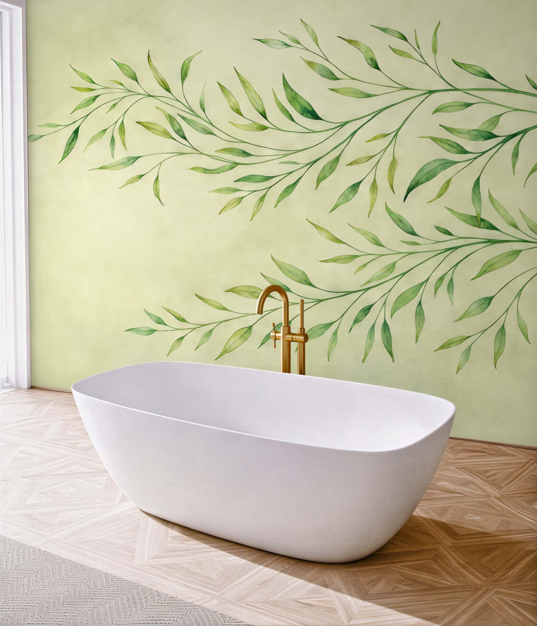 Fototapeta delikatne zielone gałązki akwarelą