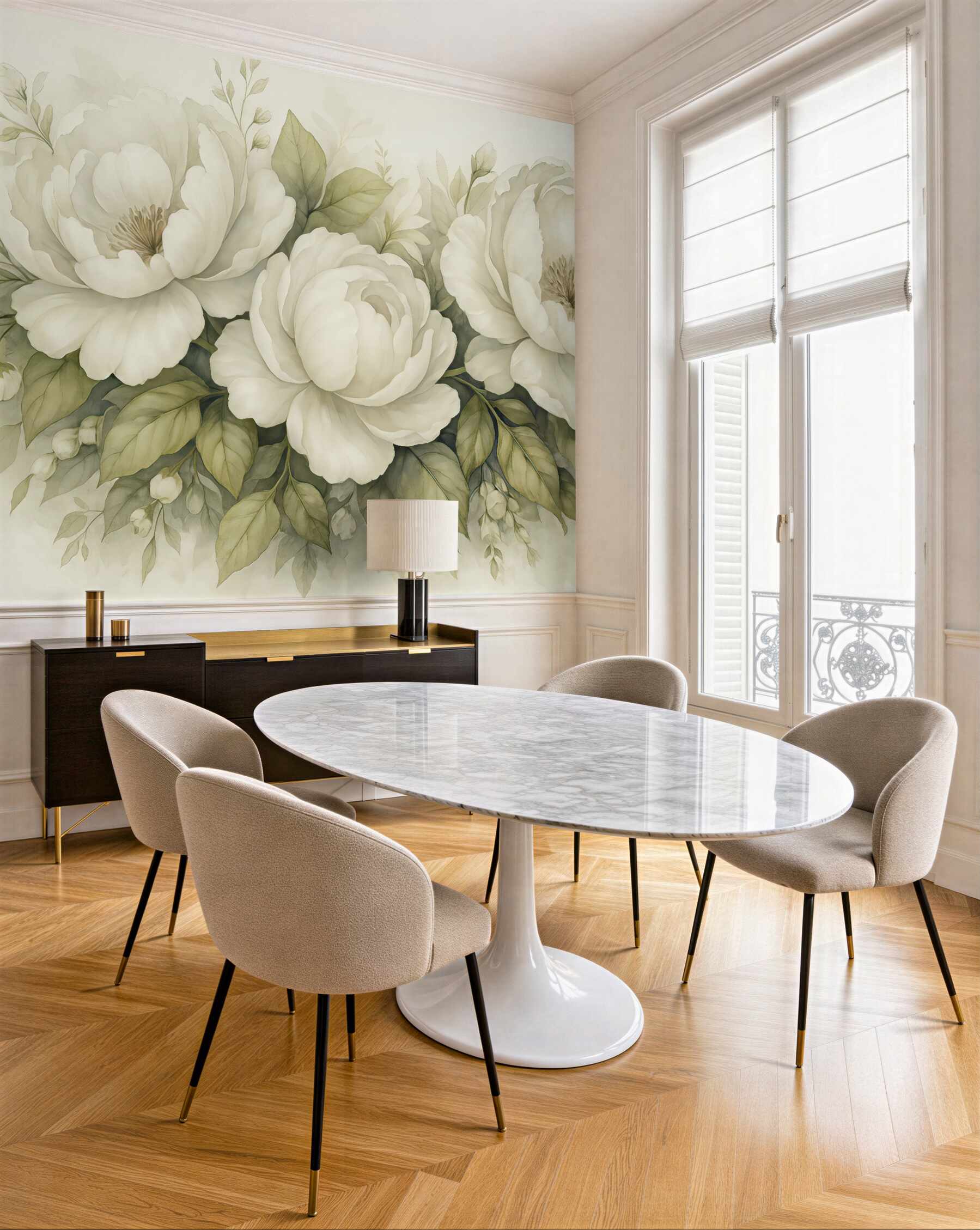 Fototapeta kremowe piwonie w eleganckim bukiecie
