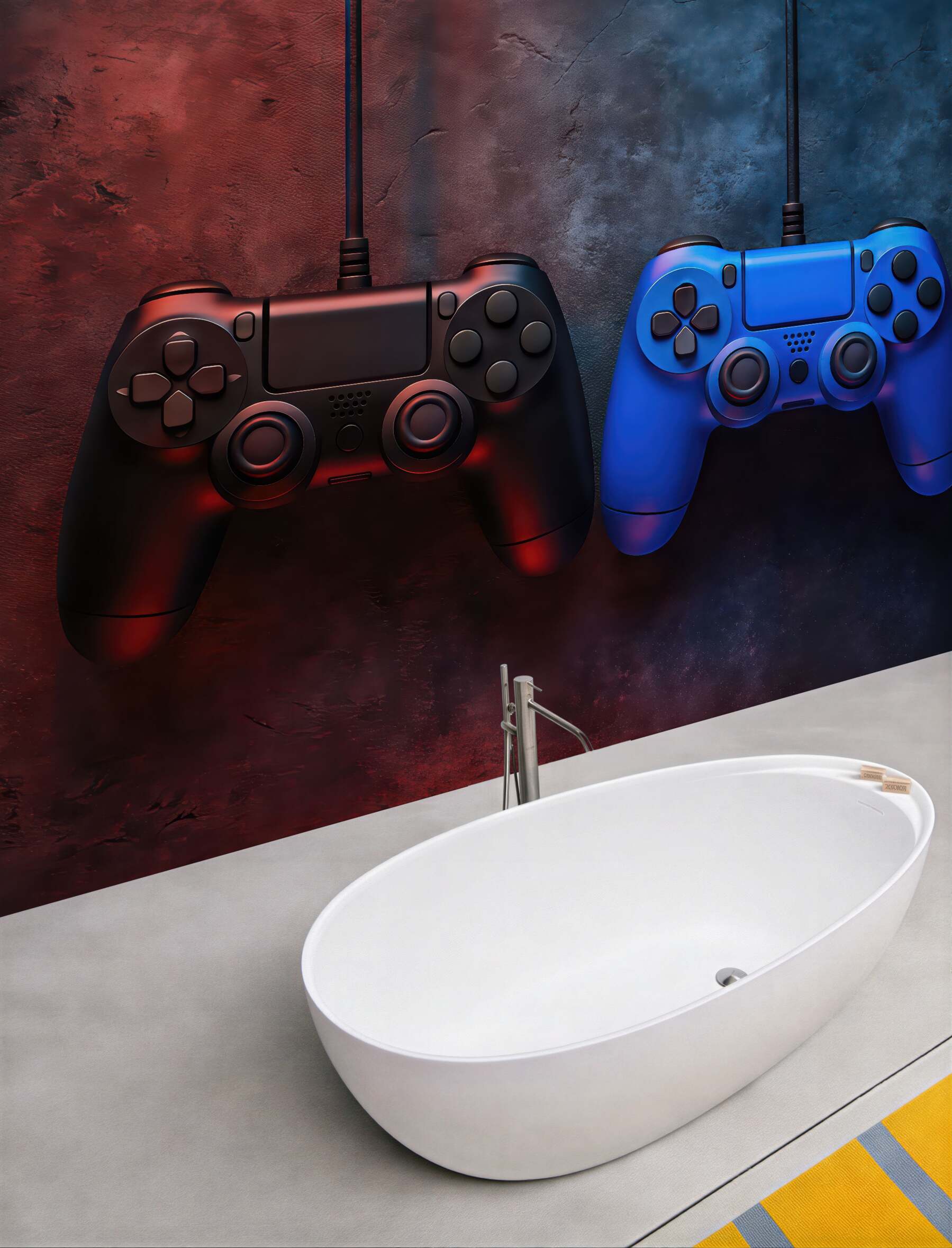 Fototapeta kontrolery gamingowe w neonowym klimacie