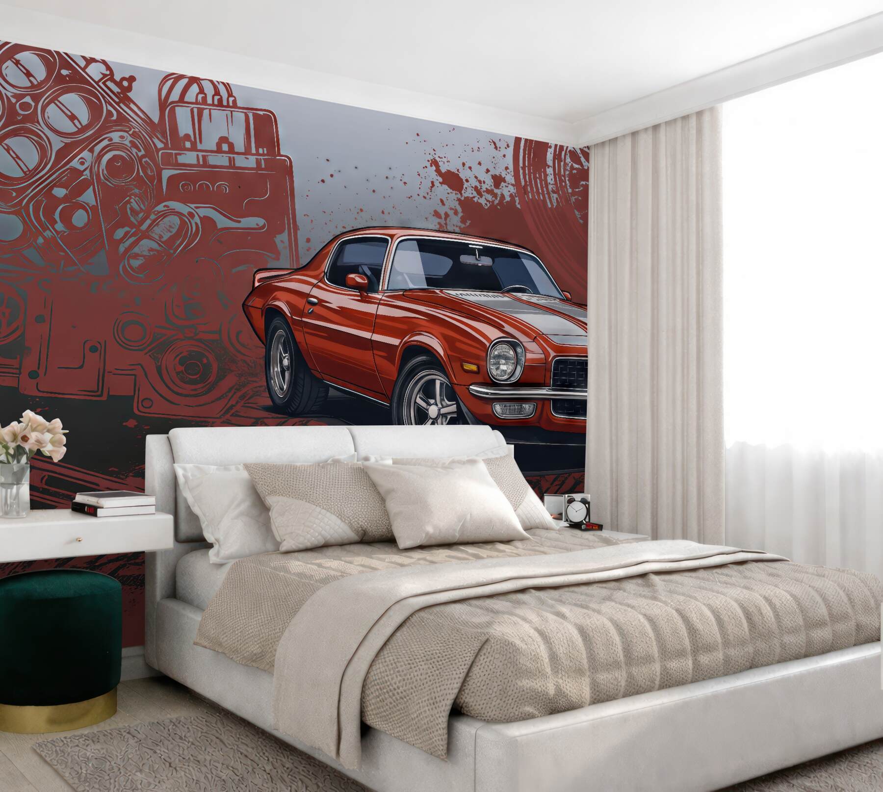 Fototapeta czerwony klasyk motoryzacyjny z pazurem