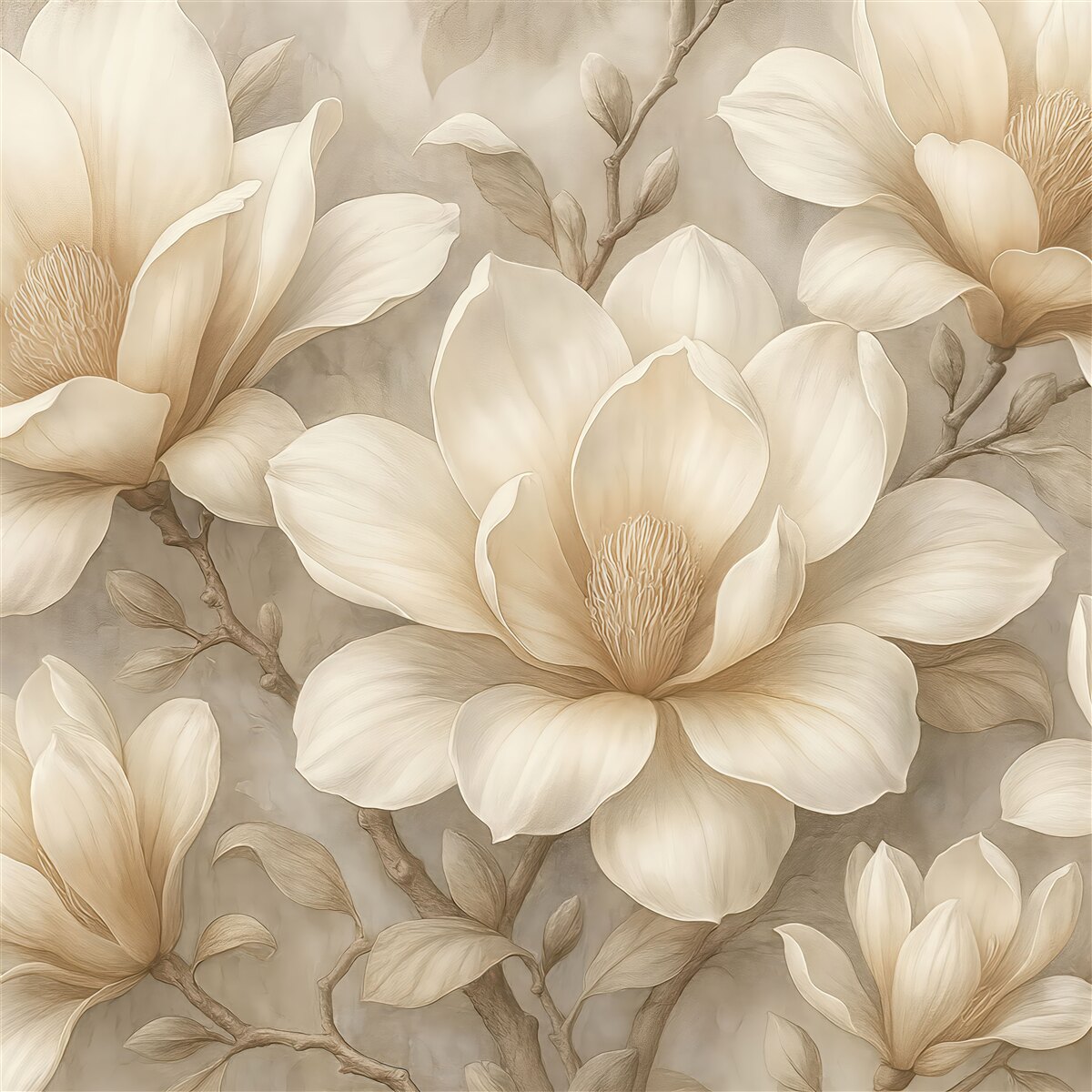 Fototapeta kremowe magnolie w subtelnej elegancji