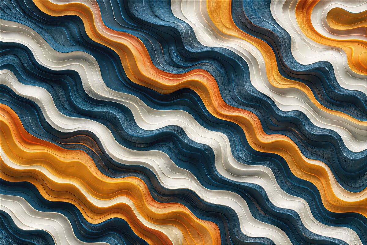 Fototapeta dynamiczne fale granatu bieli i złota