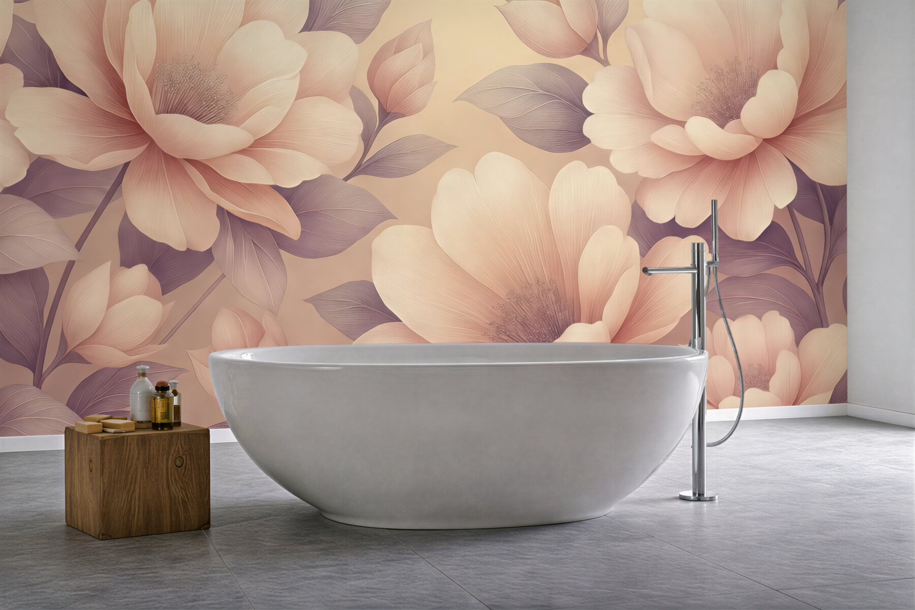 Fototapeta pudrowe piwonie w ciepłym stylu