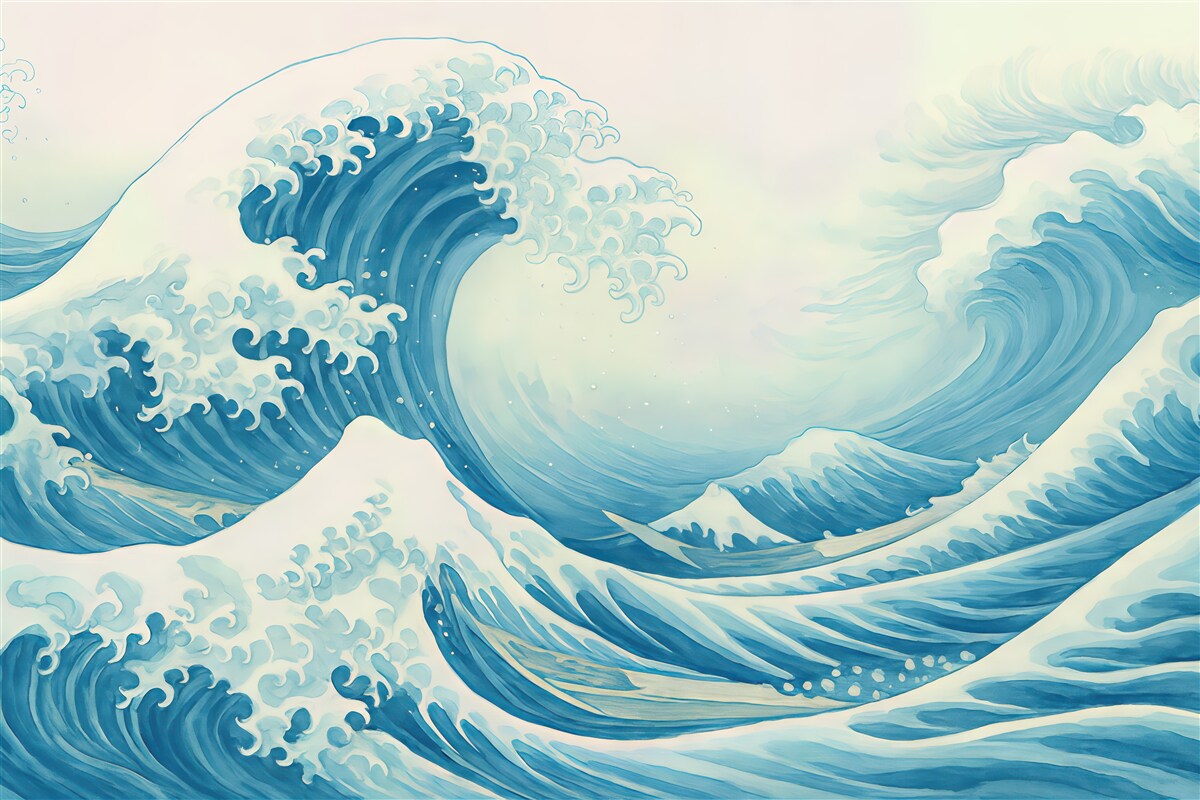 Fototapeta turkusowe fale w artystycznym stylu