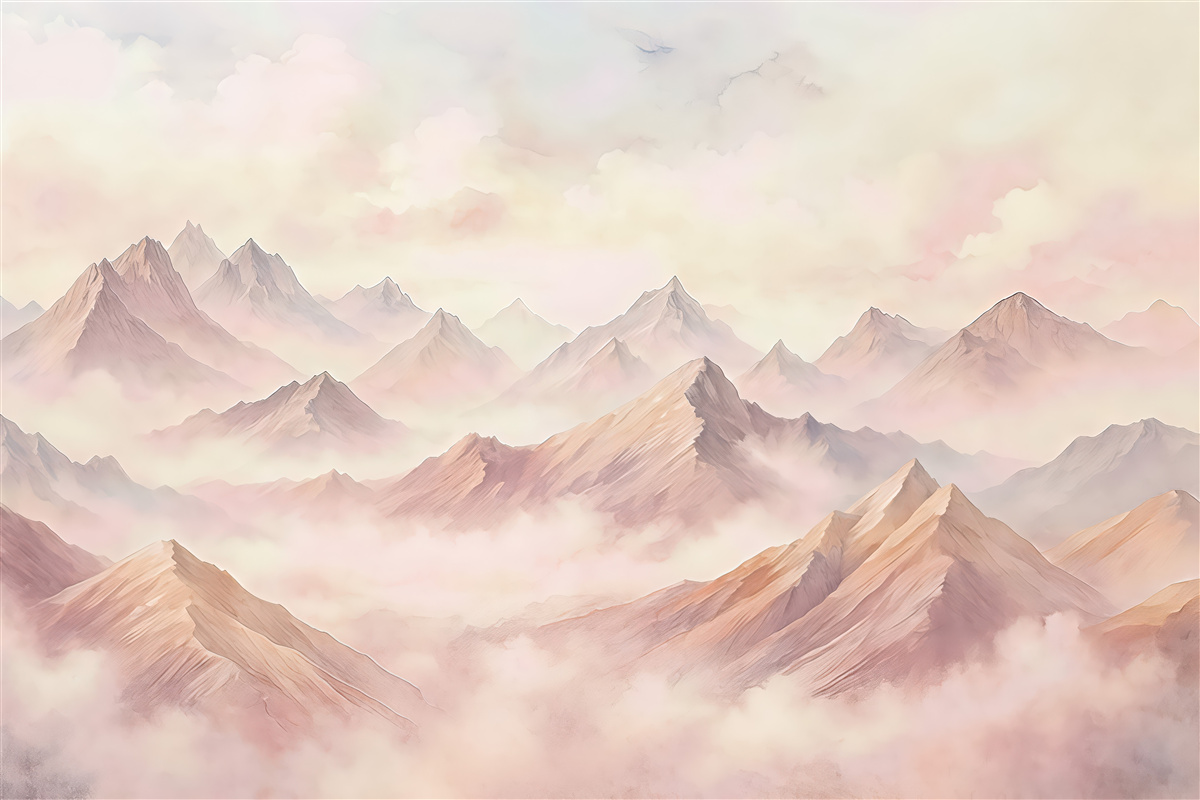 Fototapeta różowe góry w eterycznej mgle