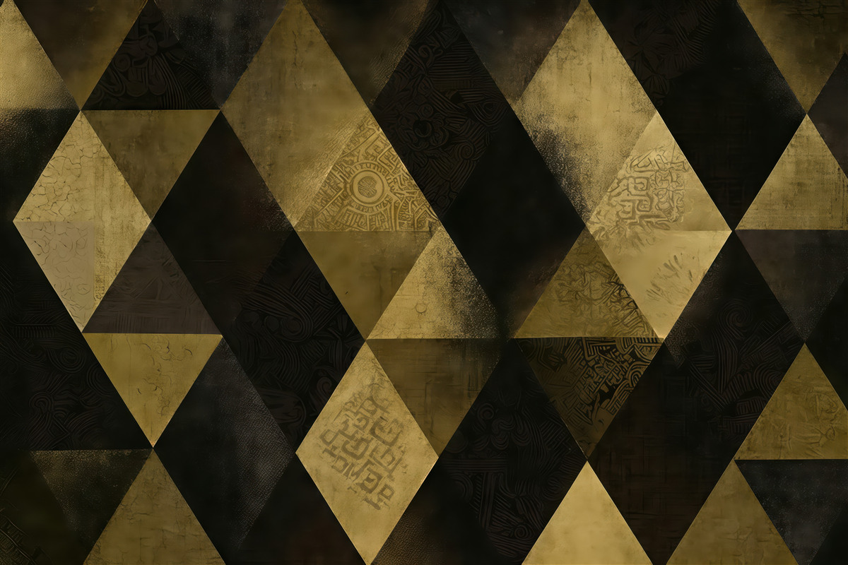 Fototapeta złota geometryczna mozaika w czerni