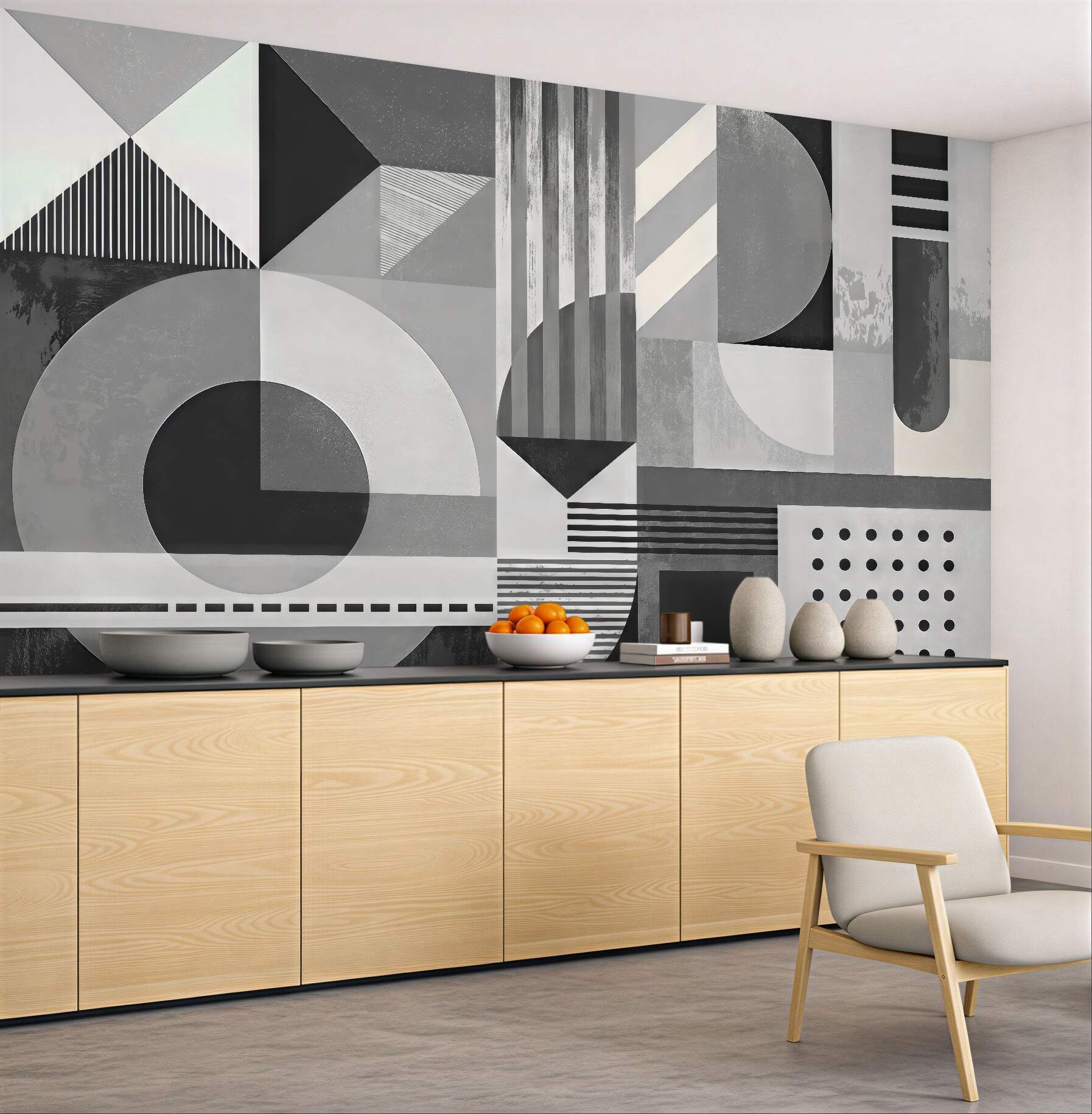 Fototapeta geometryczna kompozycja w odcieniach szarości