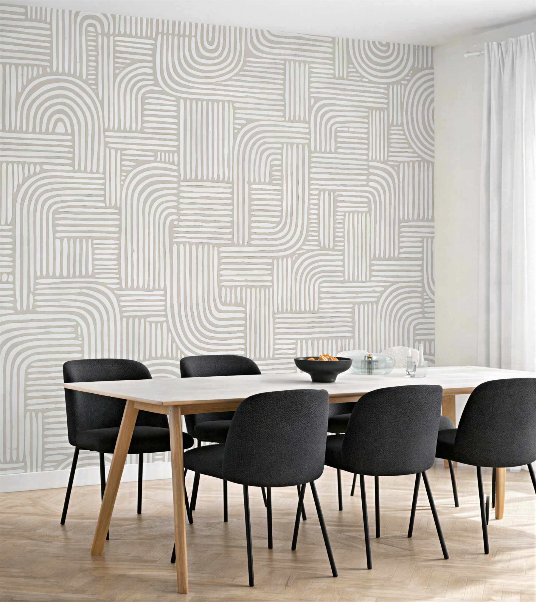 Fototapeta beżowy geometryczny labirynt linii