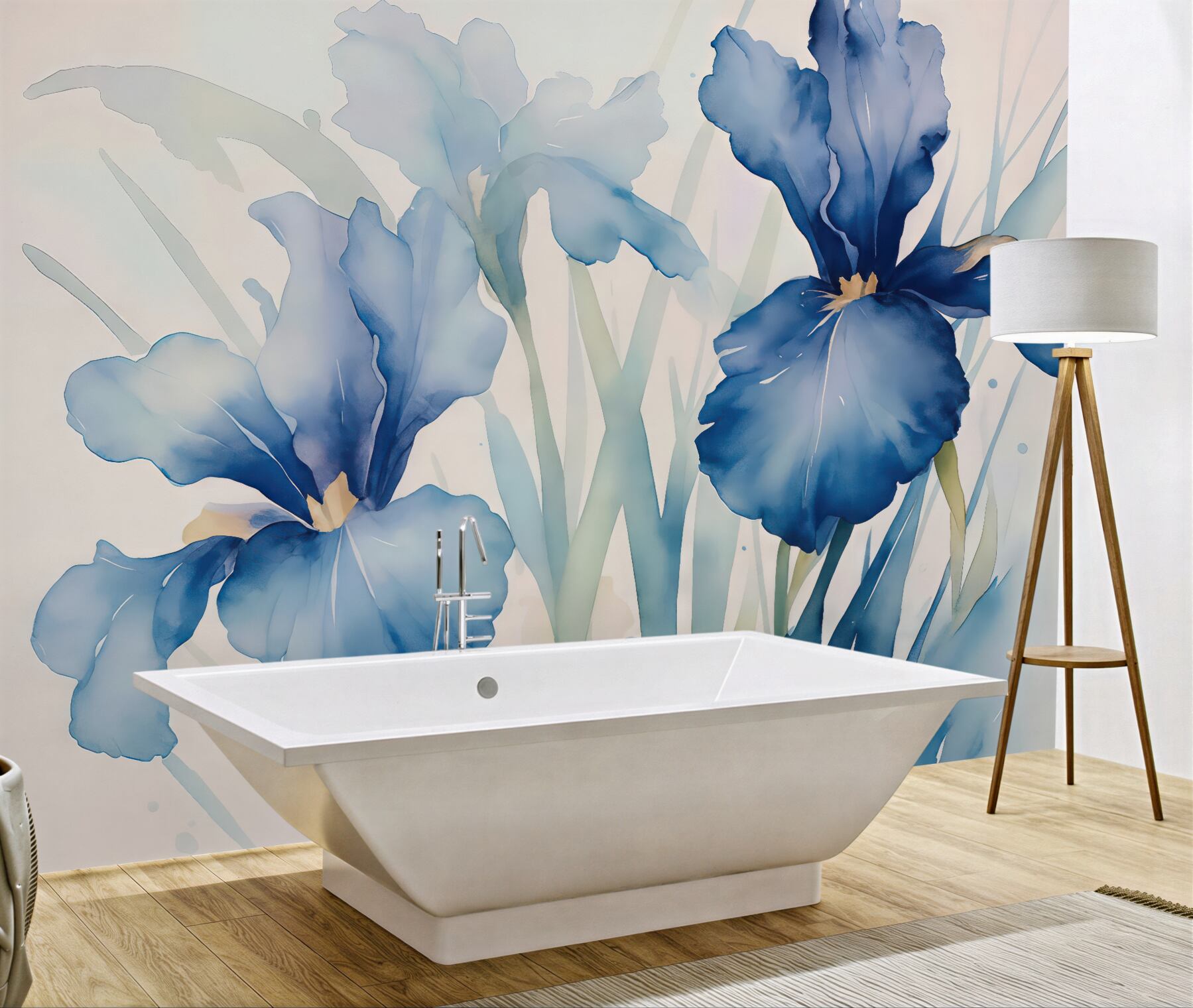 Fototapeta błękitne irysy w akwarelowej lekkości