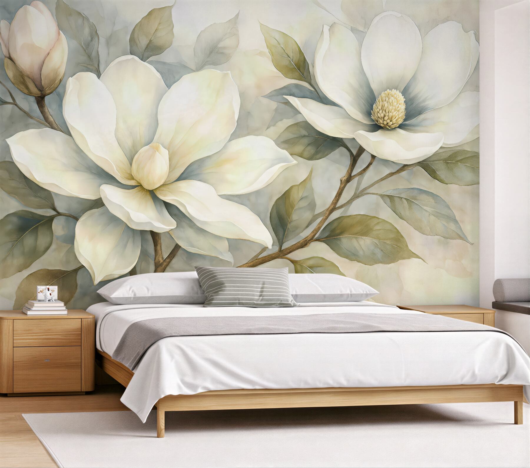 Fototapeta kremowe magnolie w subtelnej mgle