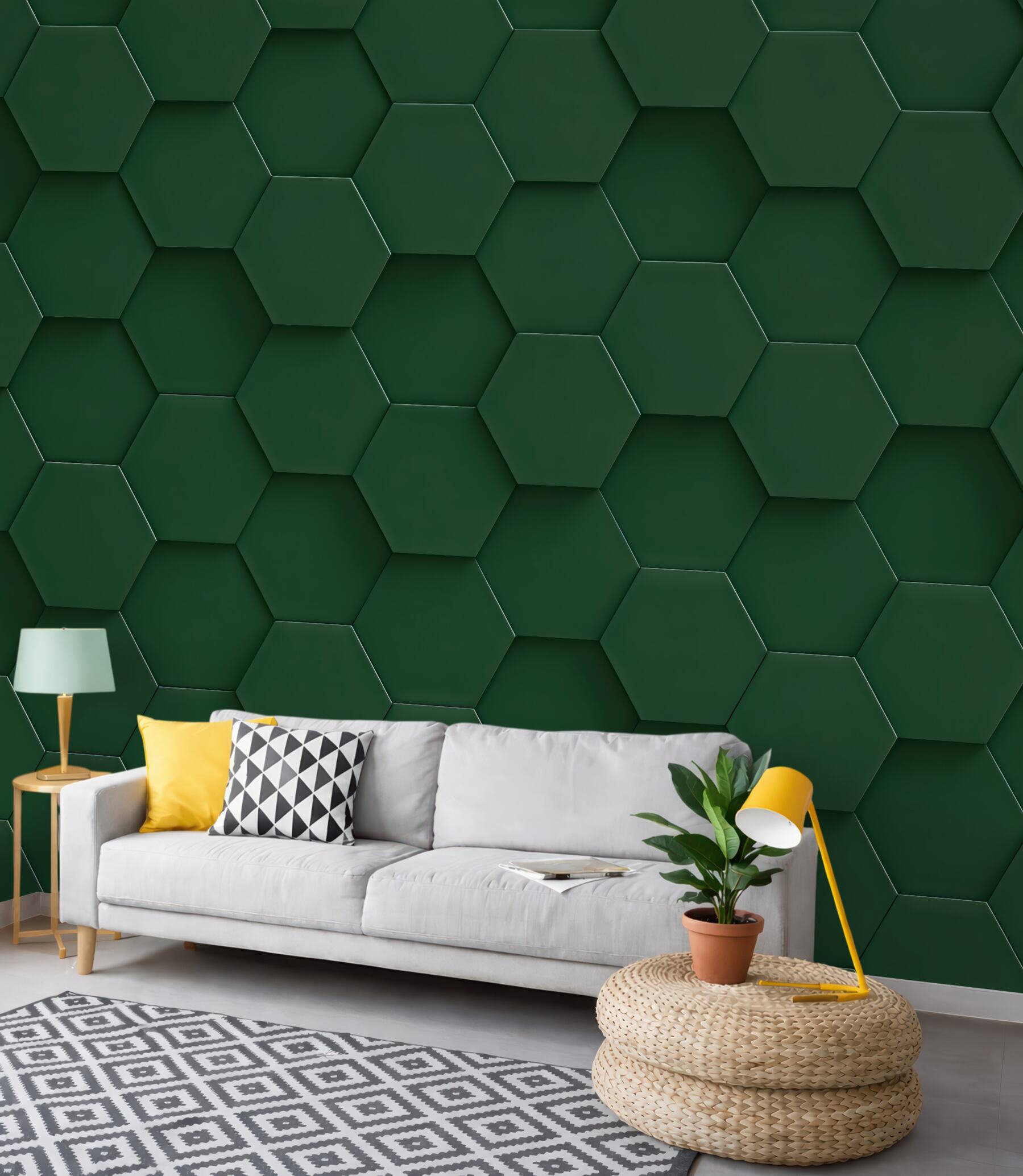 Fototapeta zielona geometryczna mozaika 3d