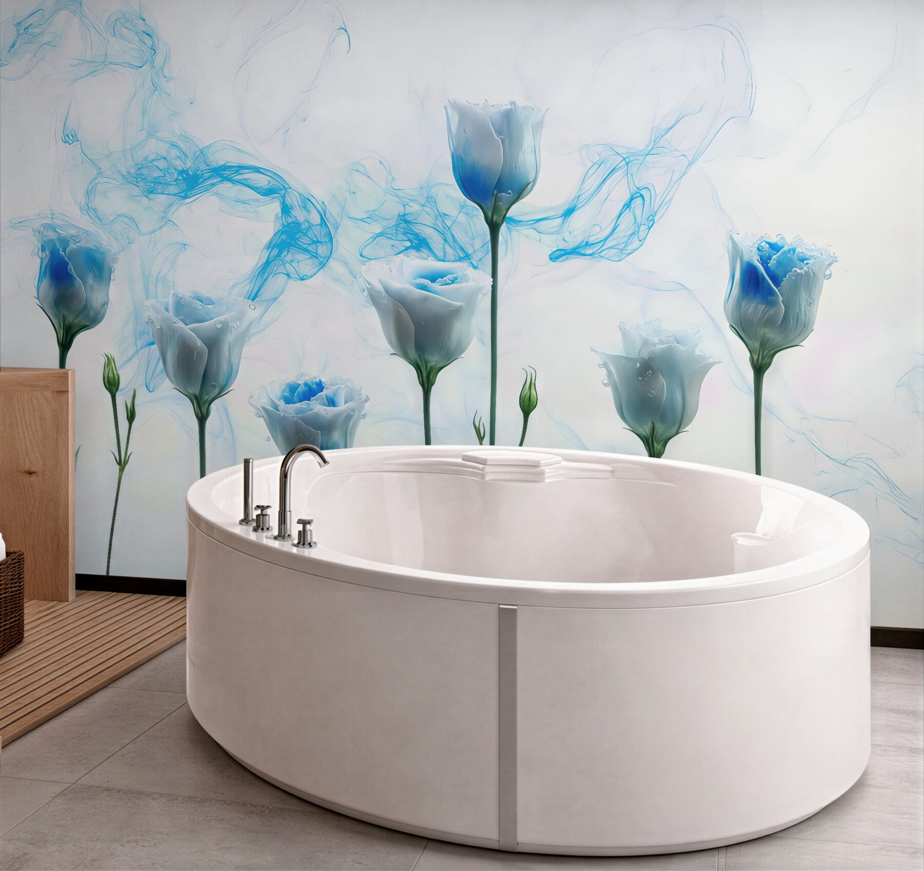 Fototapeta błękitne kwiaty w lekkiej abstrakcji