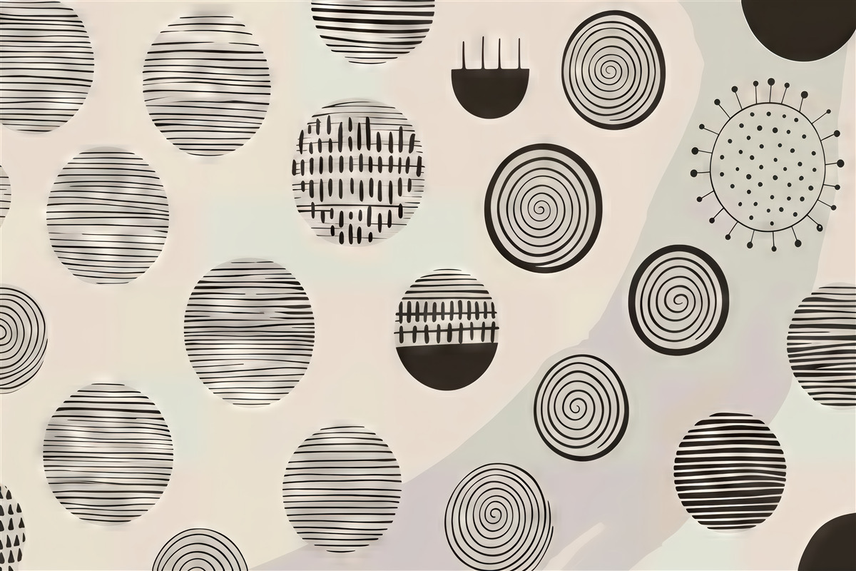 Fototapeta abstrakcyjne czarne koła w beżu