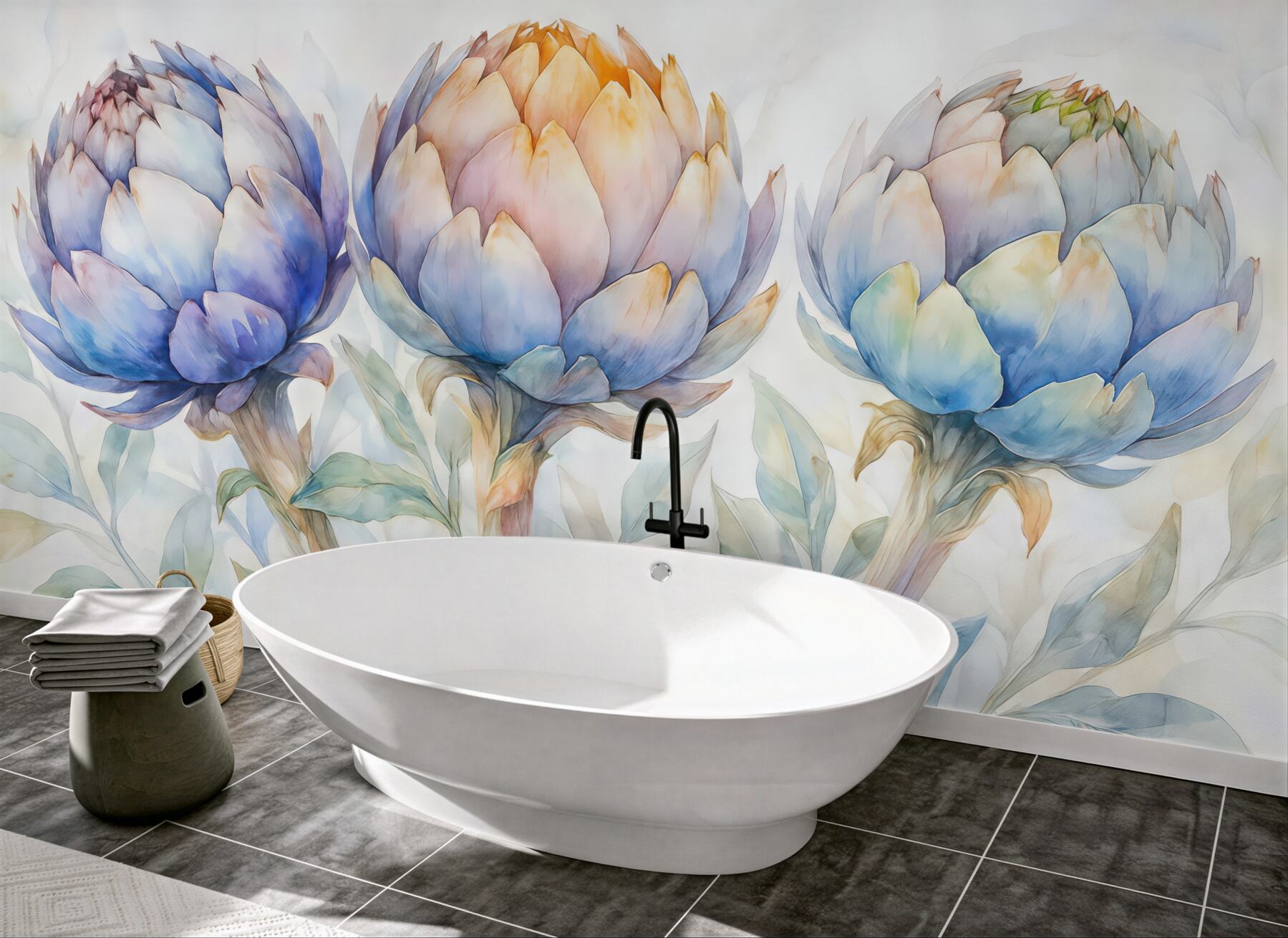 Fototapeta błękitne karczochy w jasnym blasku