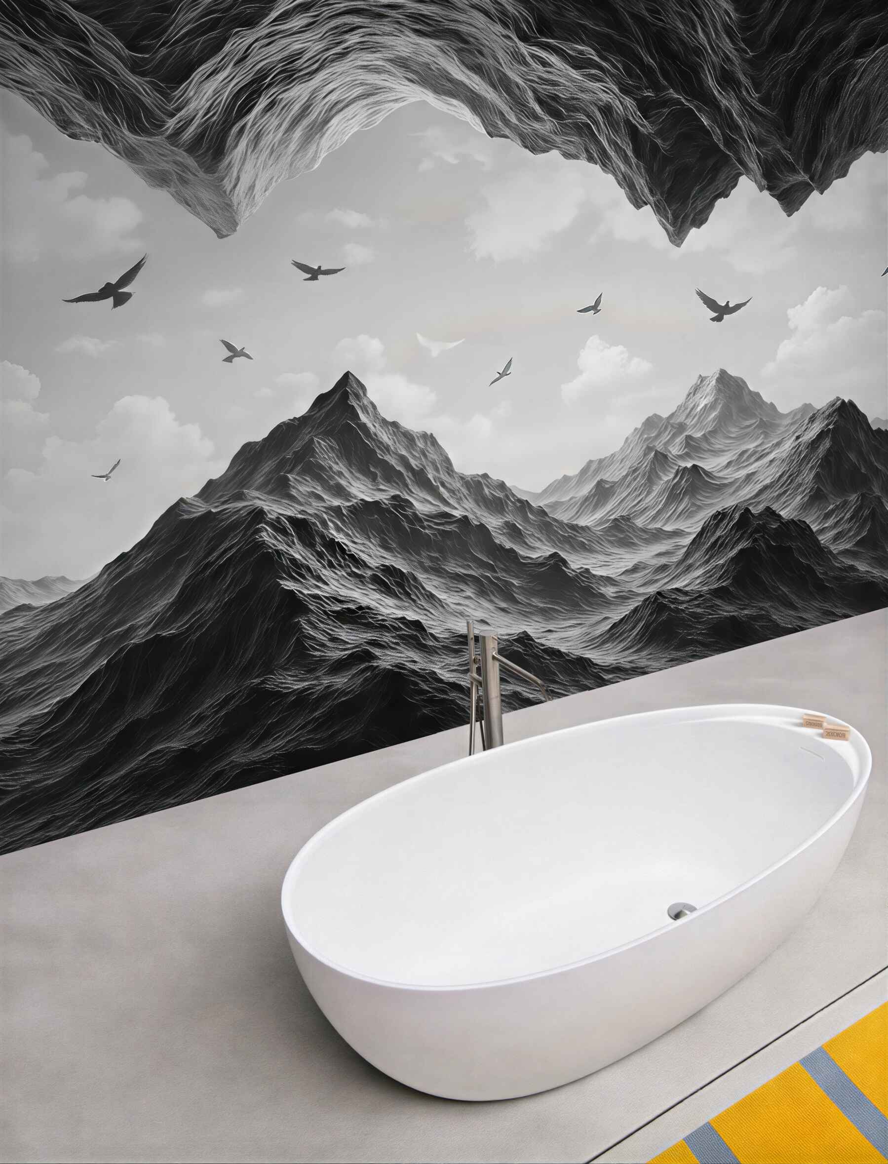 Fototapeta mroczne góry pod ptasią wolnością