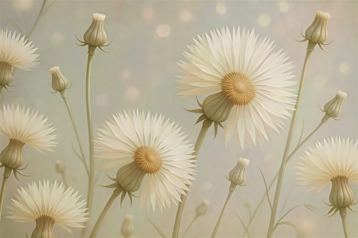 Fototapeta kremowe kwiaty w subtelnym blasku