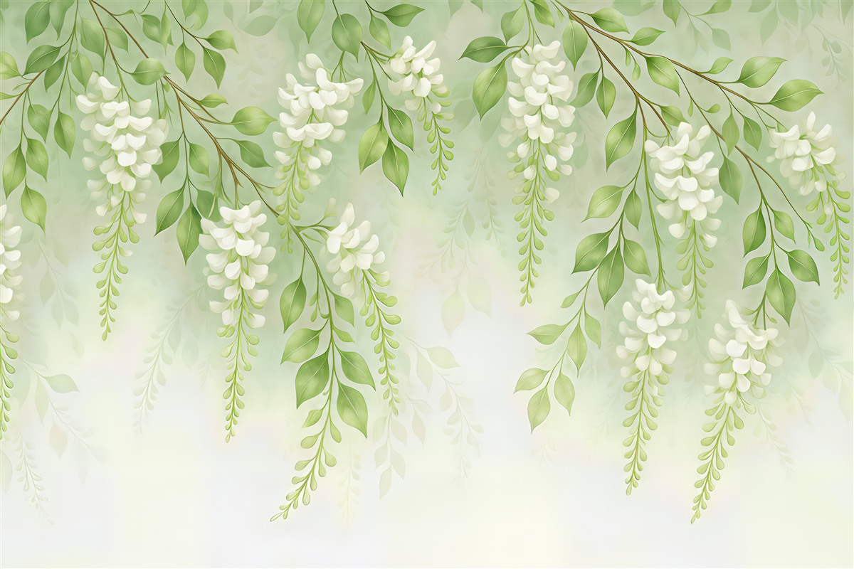 Fototapeta zwisające białe kwiaty w wiosennej lekkości