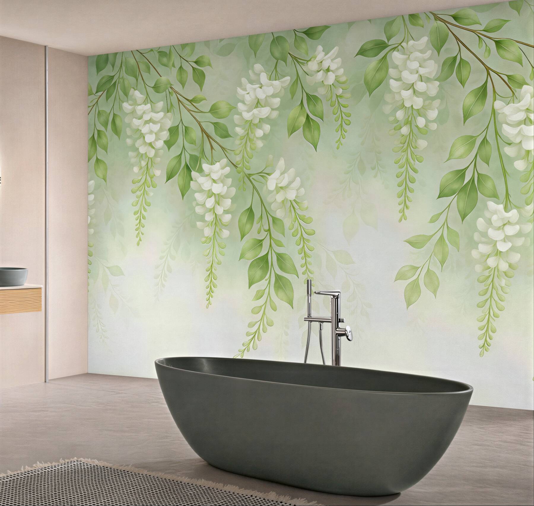 Fototapeta zwisające białe kwiaty w wiosennej lekkości