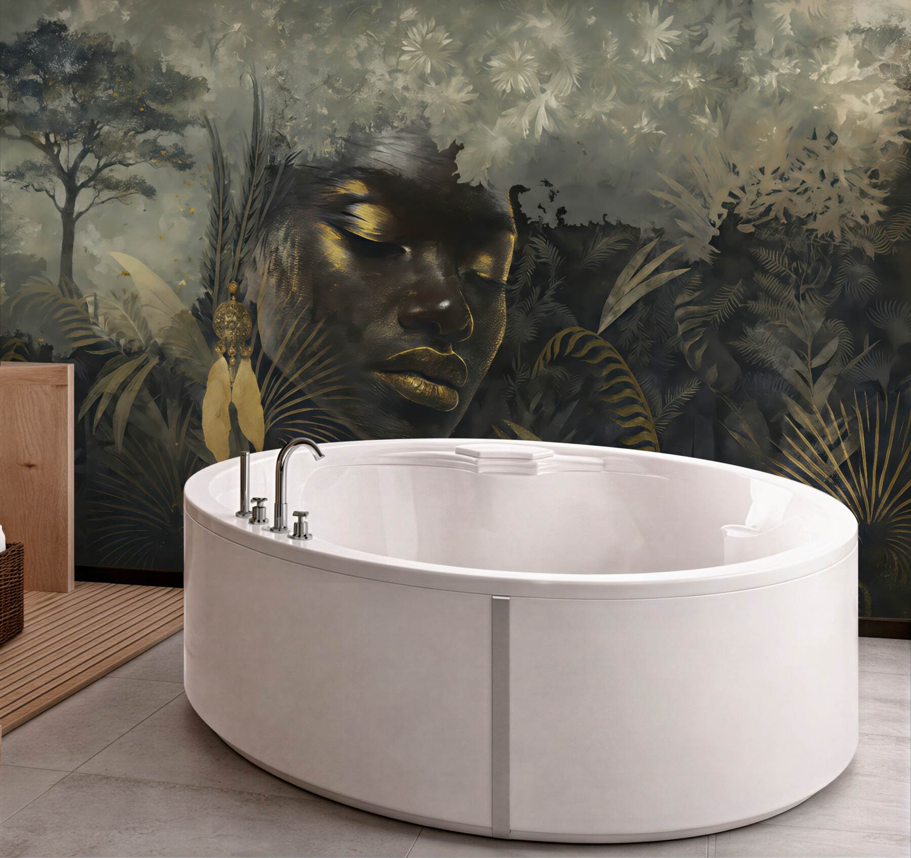 Fototapeta egzotyczny portret w złotej dżungli