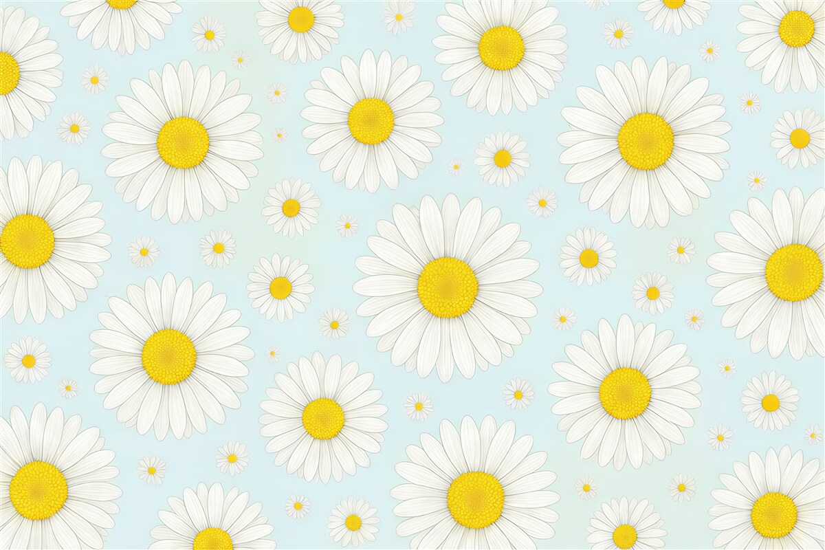 Fototapeta radosne stokrotki na błękitnym tle