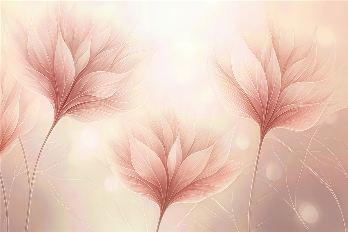 Fototapeta pudrowe liście w eterycznym blasku