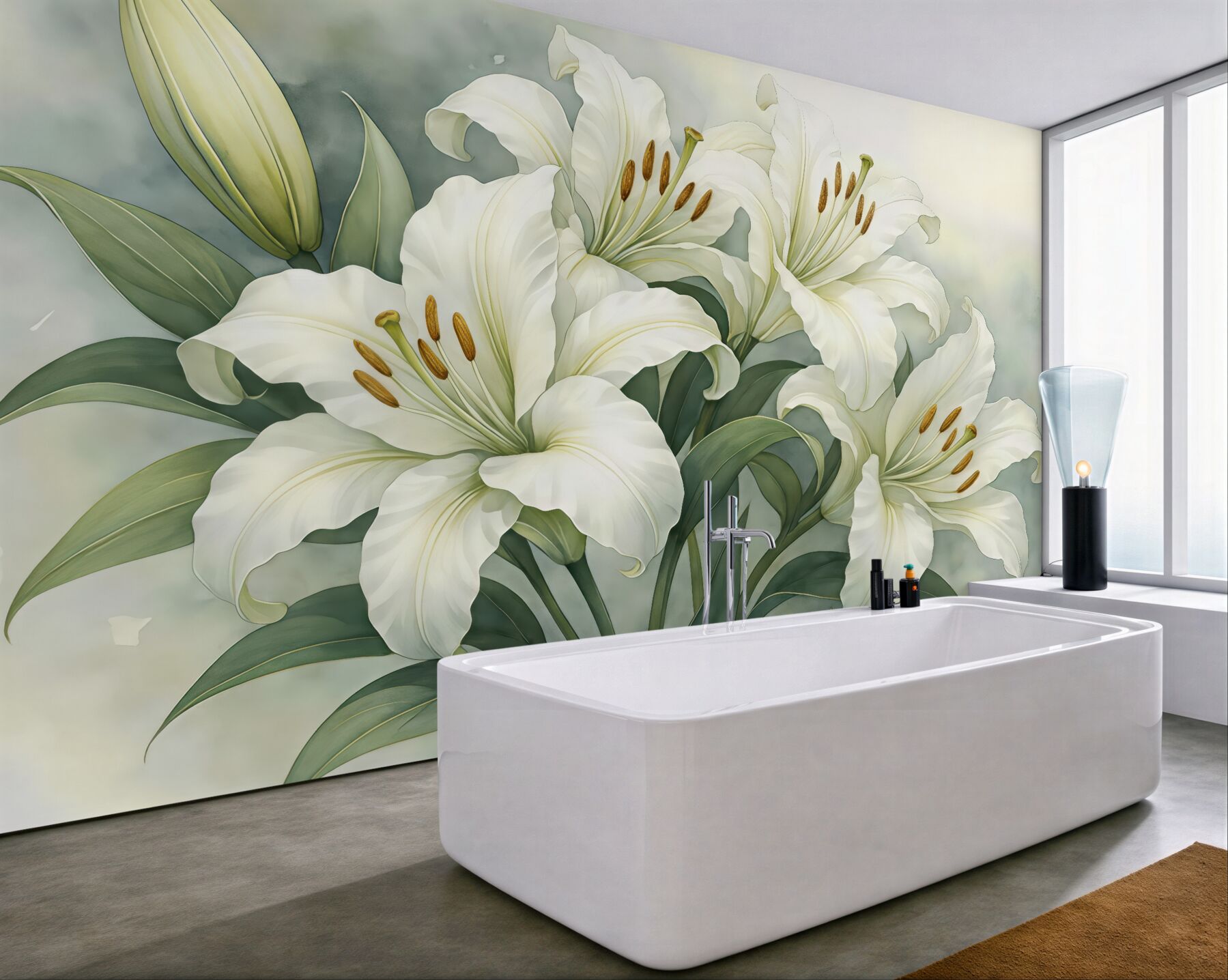 Fototapeta białe lilie w subtelnym blasku