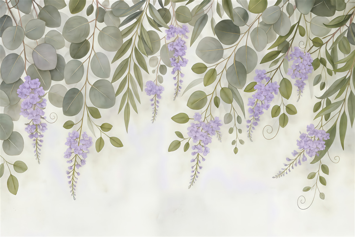 Fototapeta eukaliptus i glicynia w pastelach