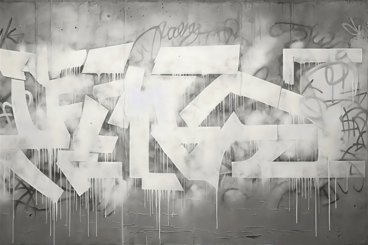 Fototapeta miejski graffiti w szarej mgle