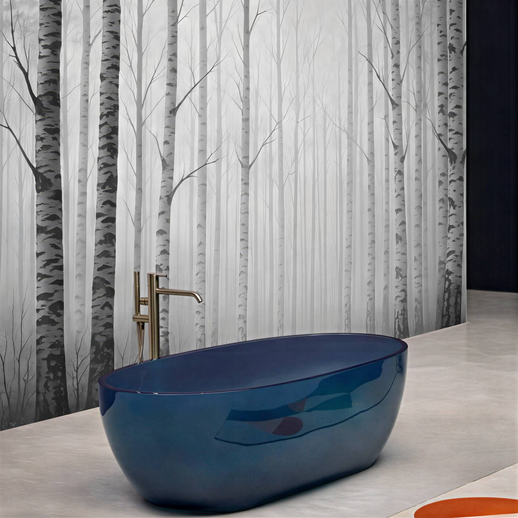 Fototapeta mglista brzozowa aleja w bieli