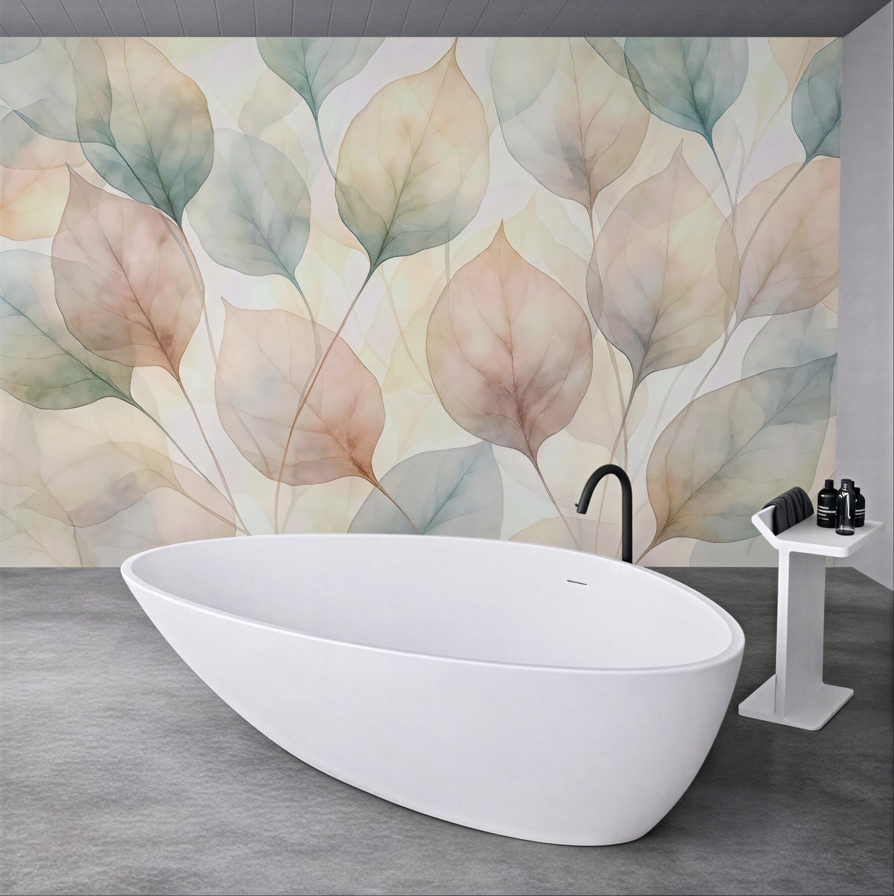 Fototapeta pastelowe liście w akwarelowej harmonii