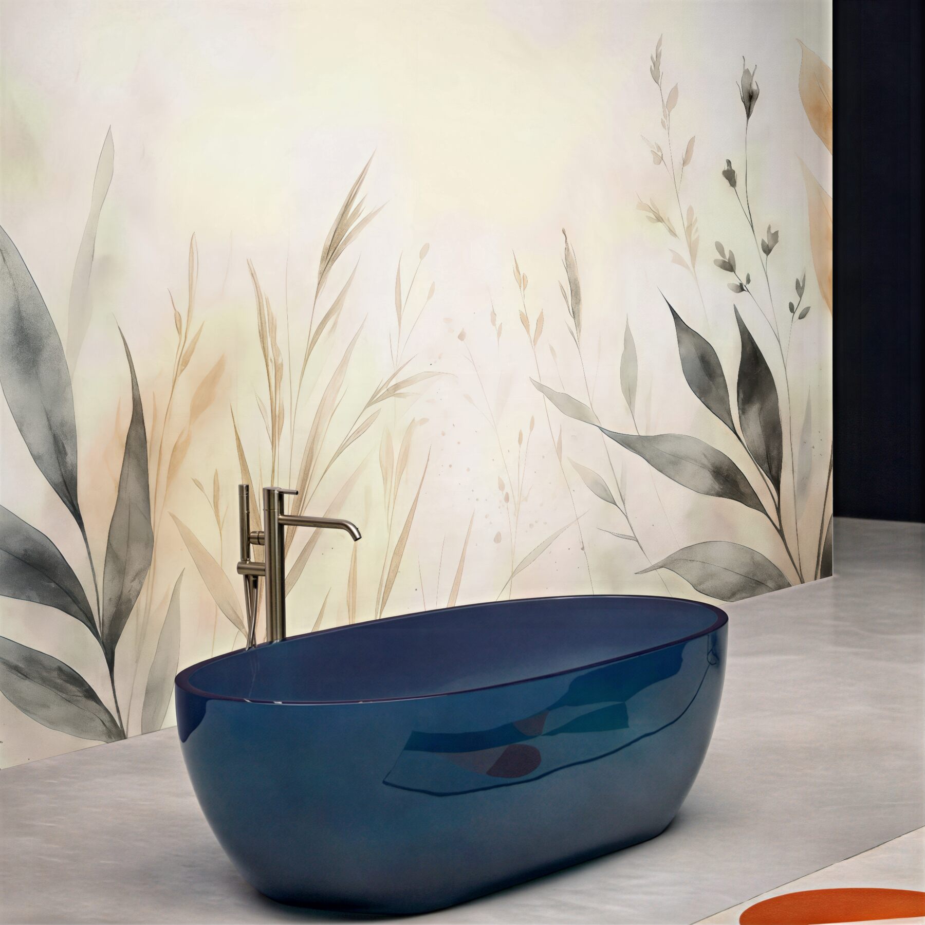 Fototapeta delikatne akwarelowe trawy i liście