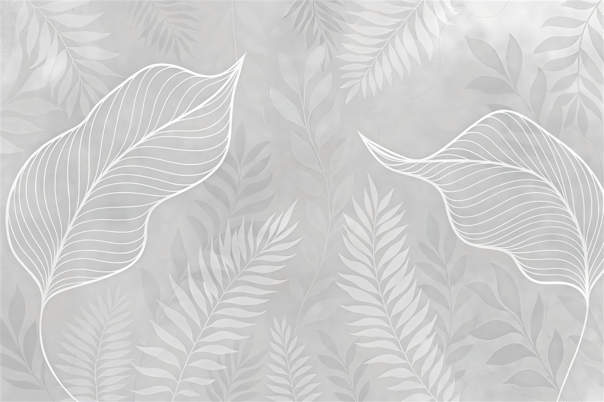 Fototapeta subtelne liście w szarej harmonii