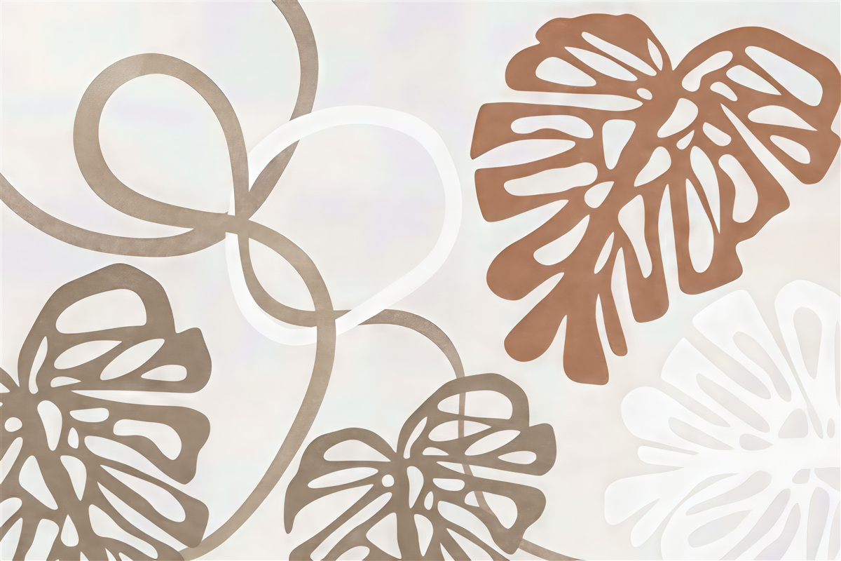 Fototapeta abstrakcyjne liście monstery w beżach
