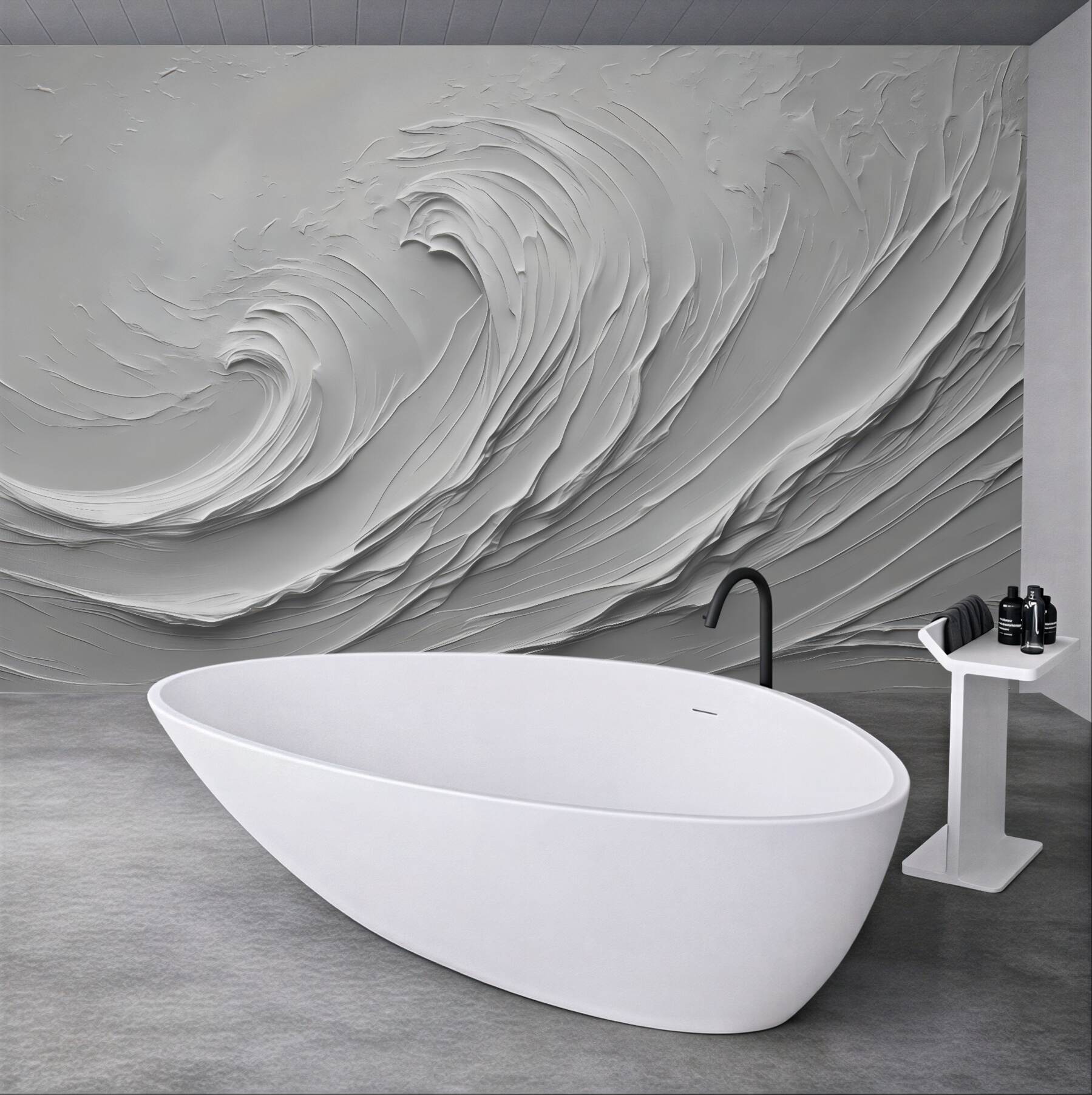 Fototapeta rzeźbione fale w srebrzystej szarości