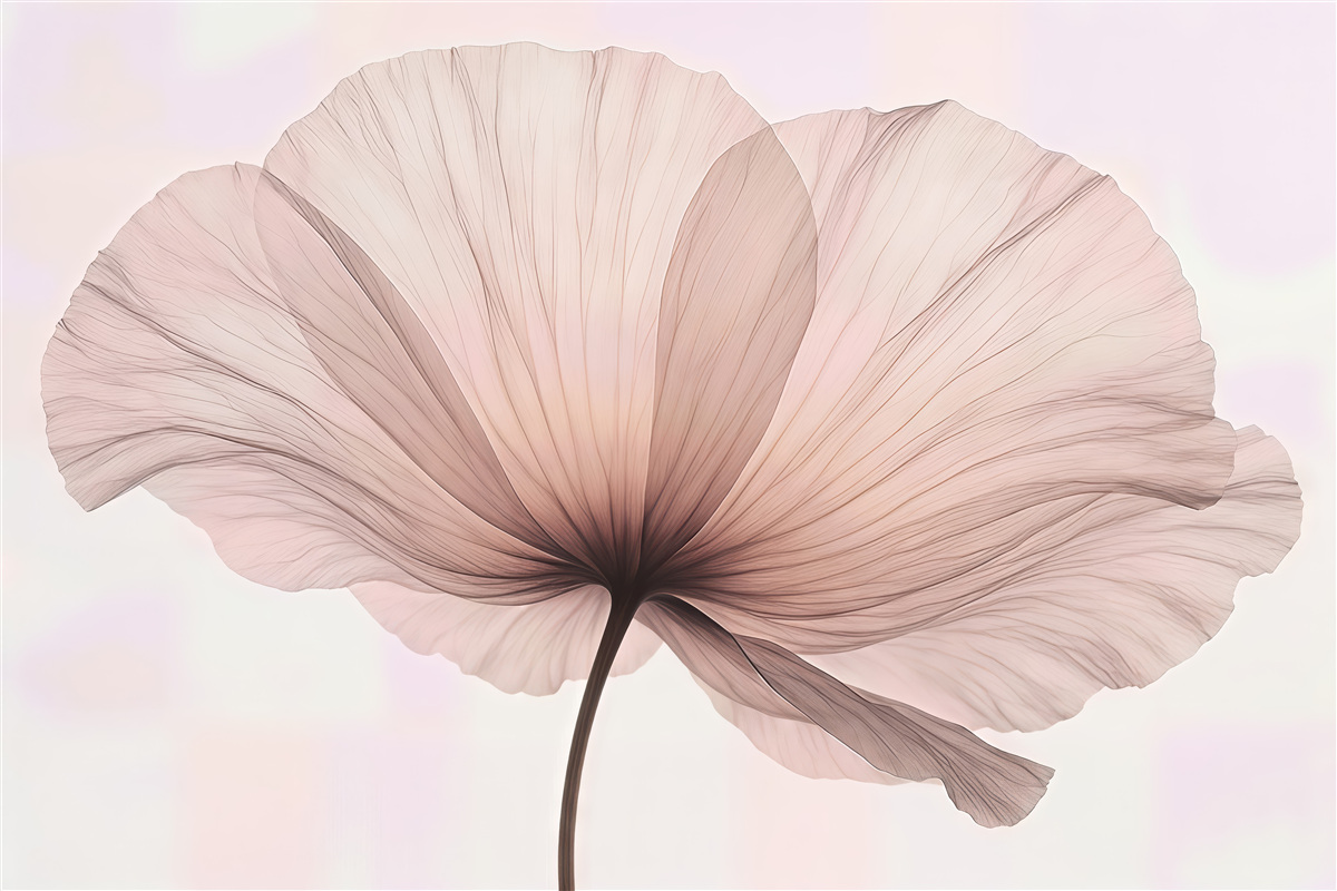 Fototapeta delikatny transparentny kwiat w beżu