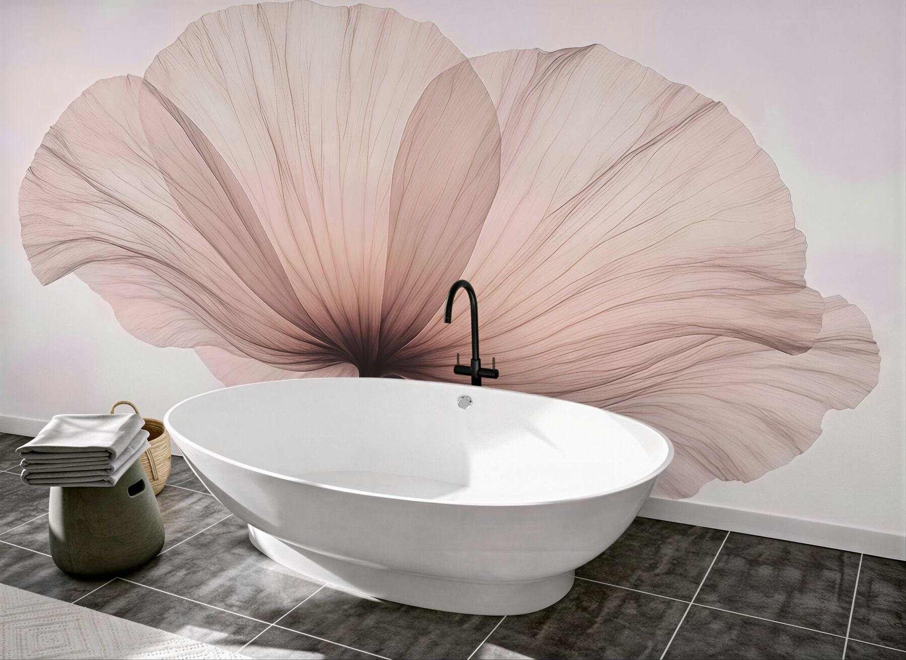 Fototapeta delikatny transparentny kwiat w beżu