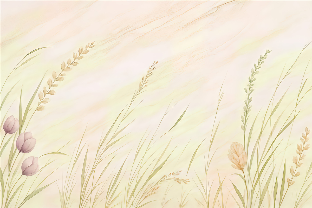 Fototapeta subtelna łąka z pastelowymi tulipanami