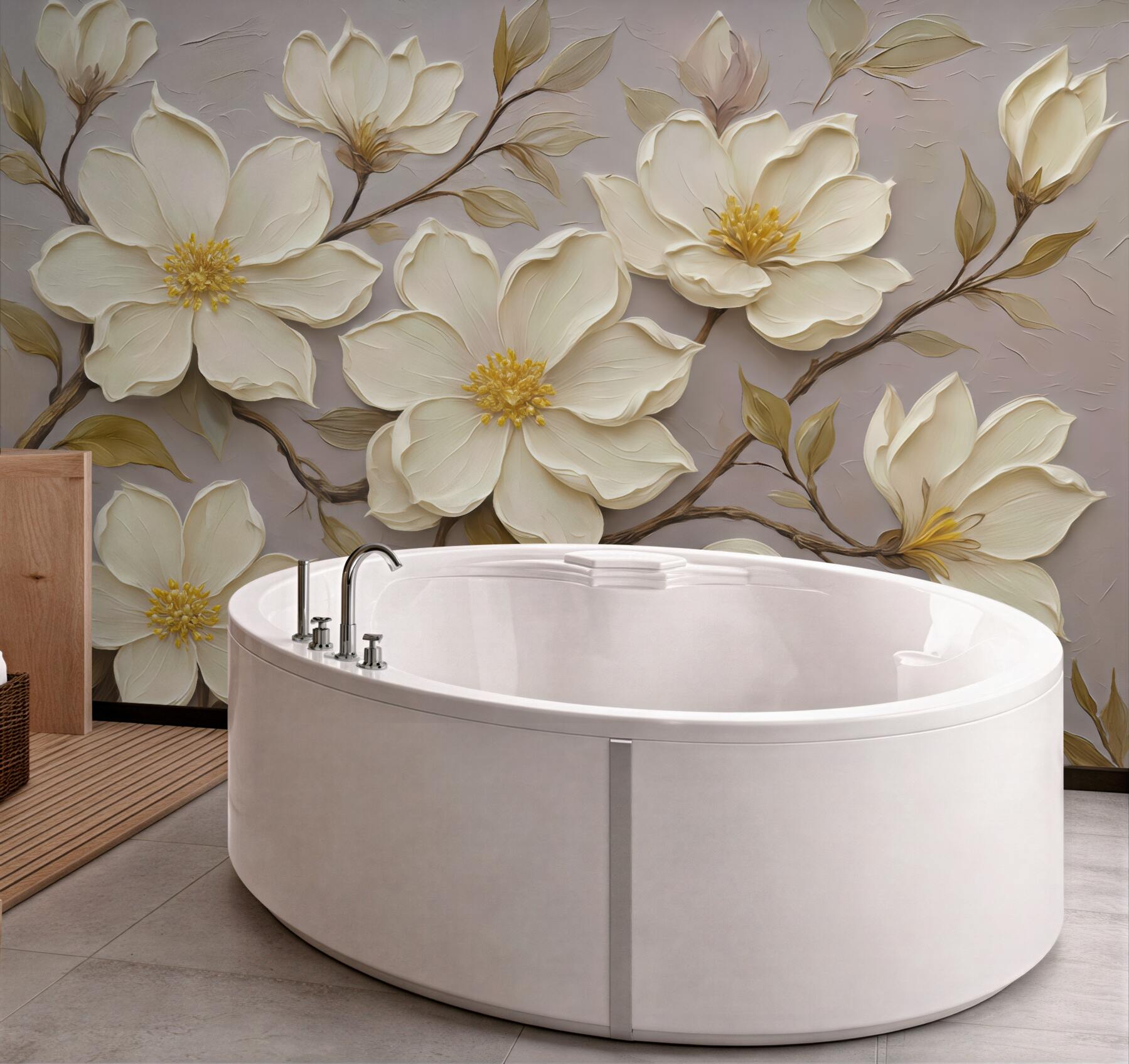 Fototapeta kremowe magnolie na subtelnym tle