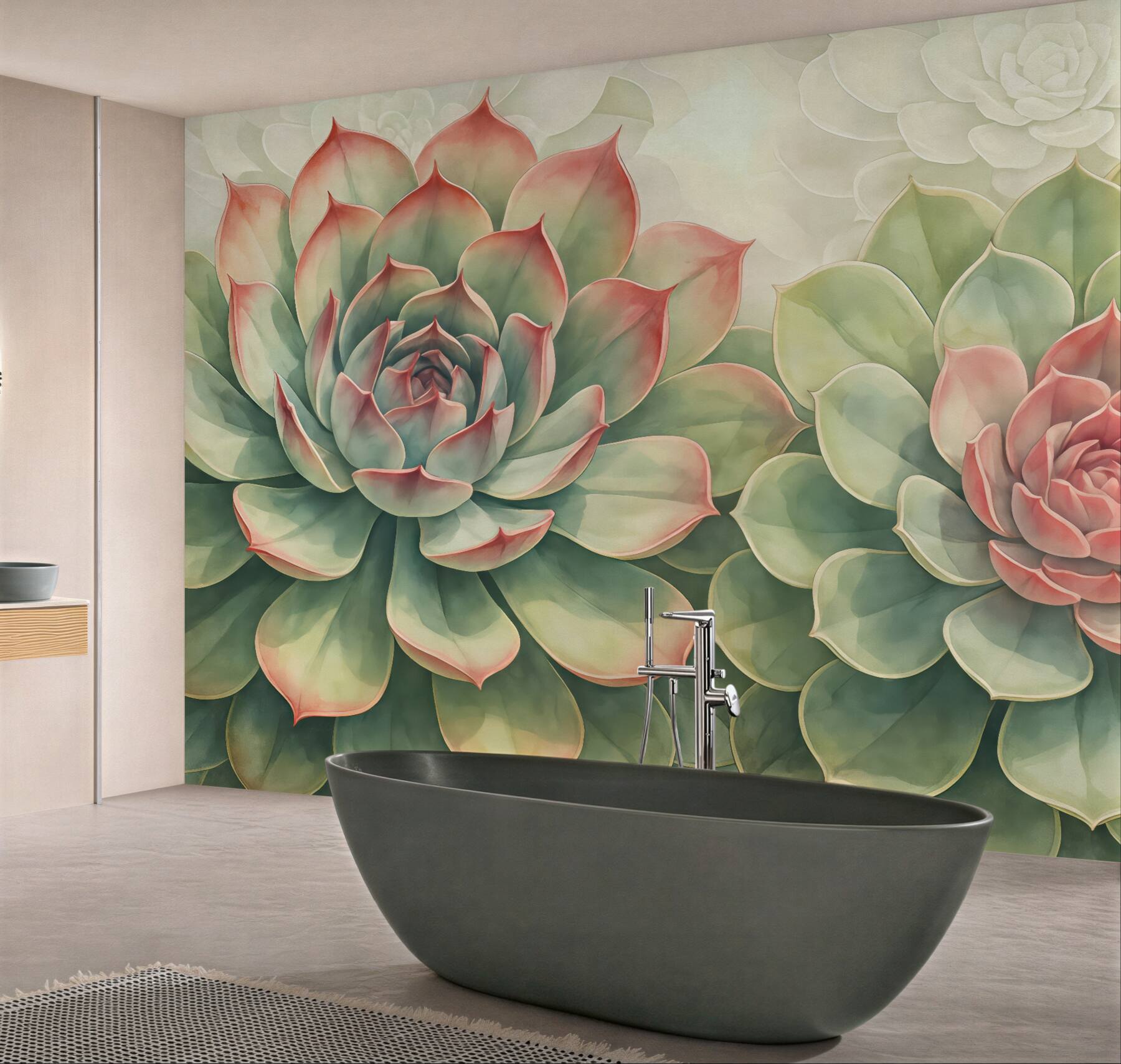 Fototapeta pastelowe sukulenty w subtelnym rozkwicie