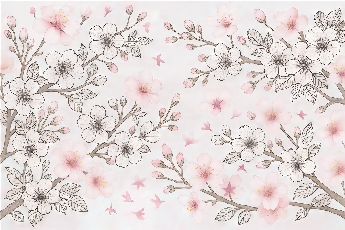 Fototapeta delikatne kwiaty wiśni w rozkwicie