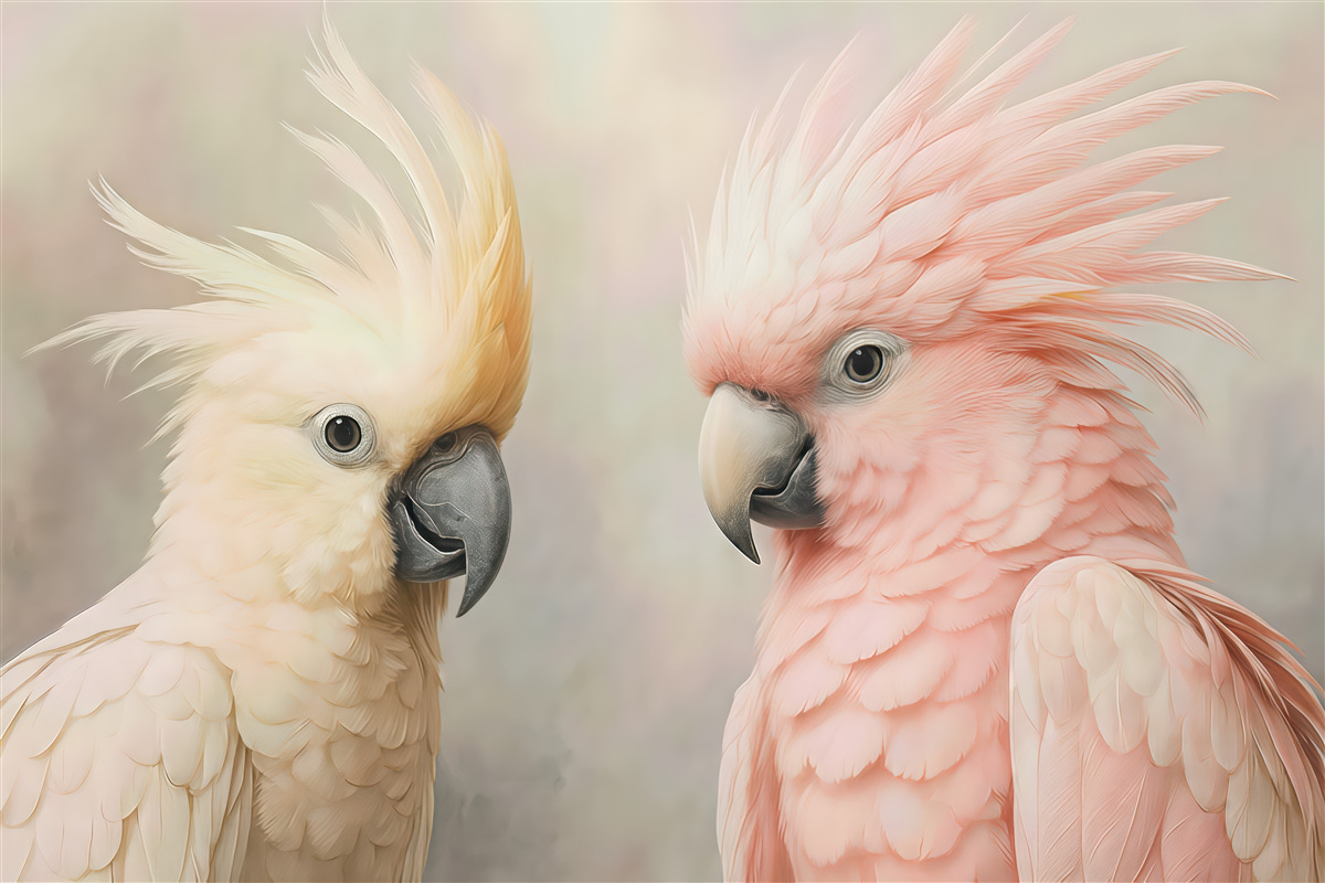 Fototapeta pastelowe kakadu w subtelnej harmonii