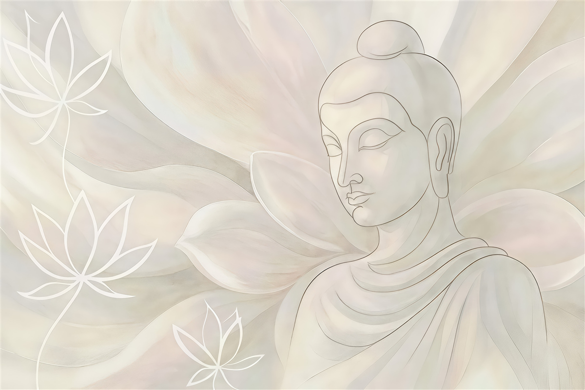 Fototapeta pastelowy budda z lotosami