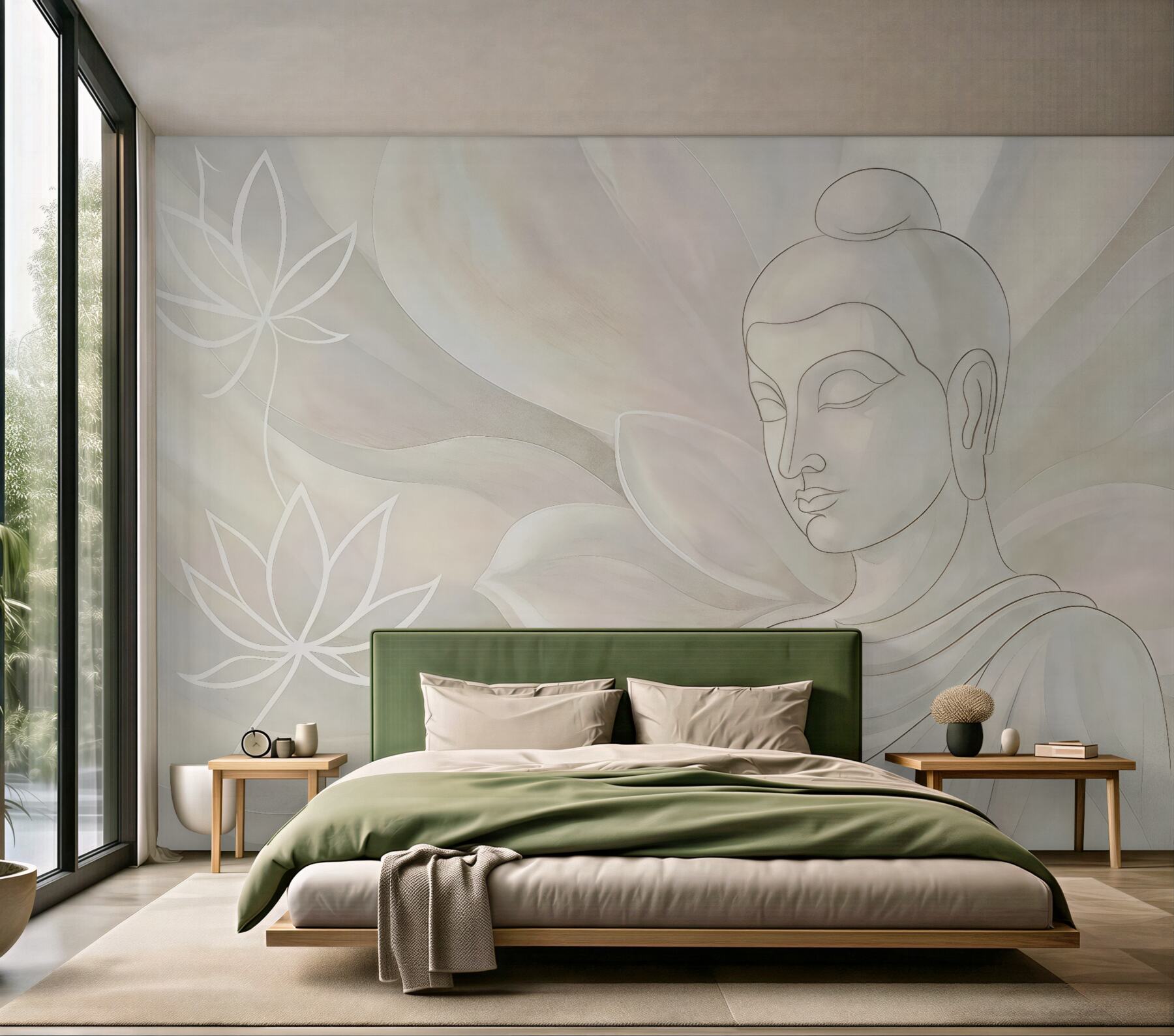 Fototapeta pastelowy budda z lotosami