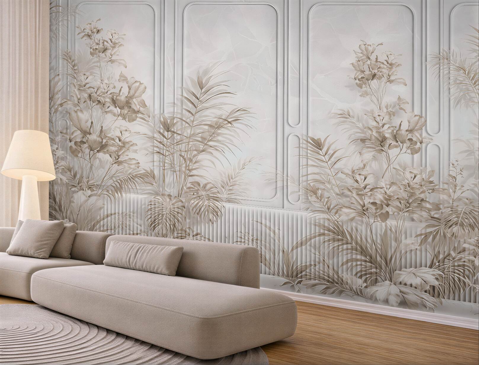 Fototapeta subtelny botaniczny ogród w beżach
