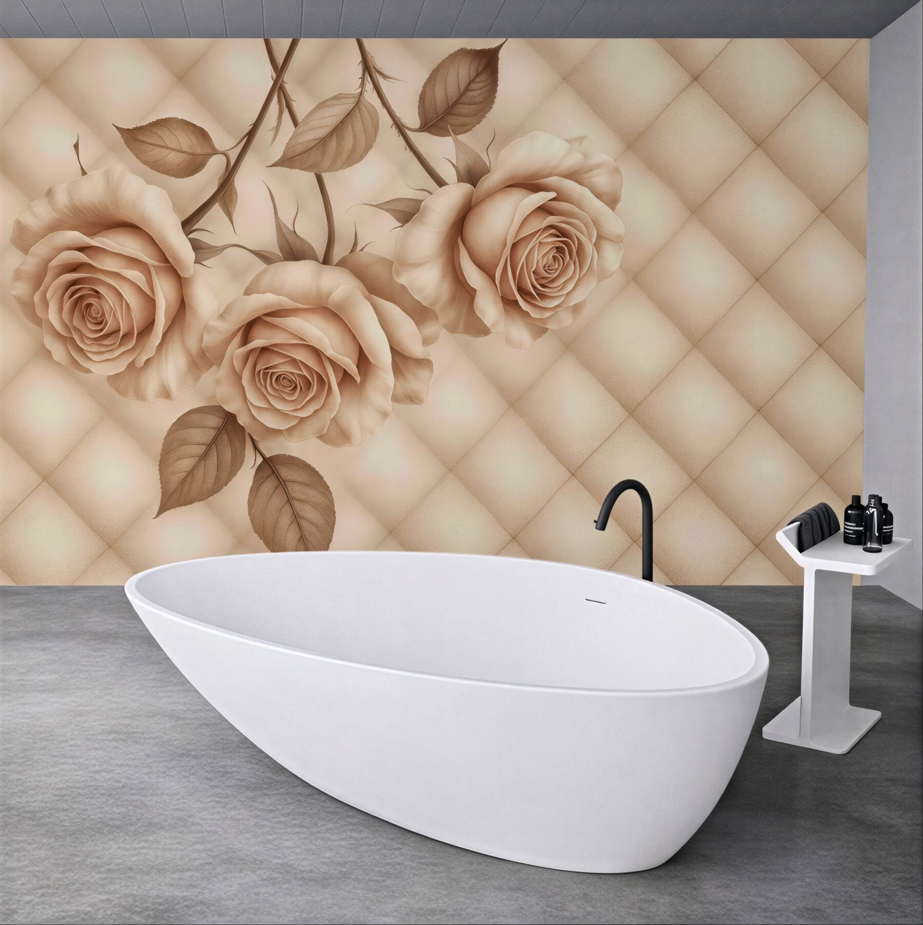 Fototapeta beżowe róże w eleganckim reliefie