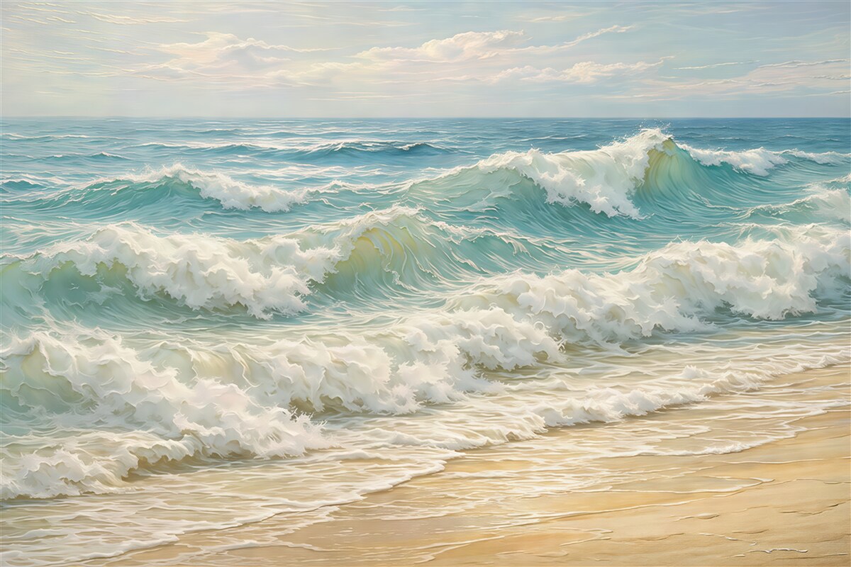 Fototapeta morskie fale na słonecznej plaży